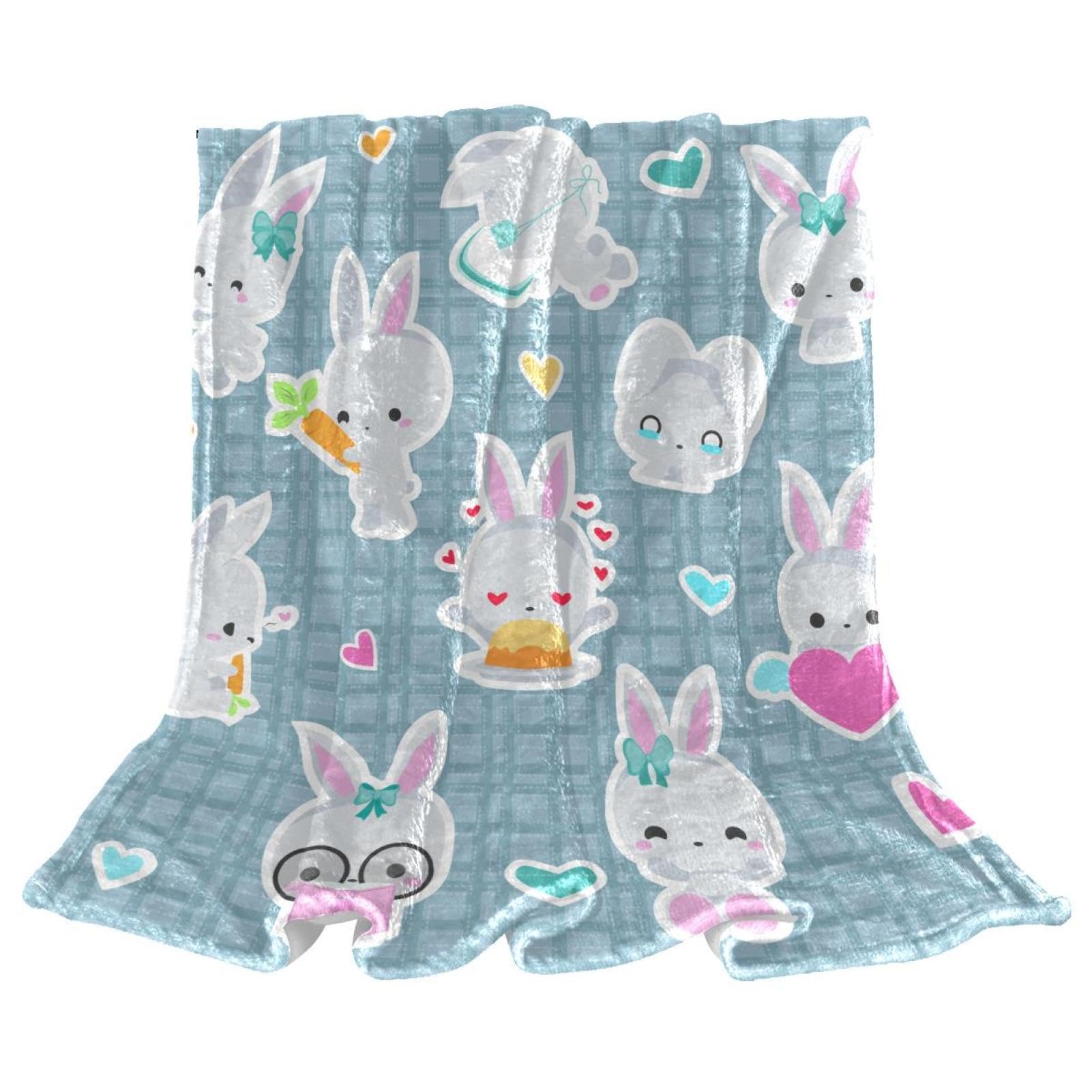 Couverture polaire lapin de dessin animé chaude et douce plaid pour lit et canapé 150x100cm