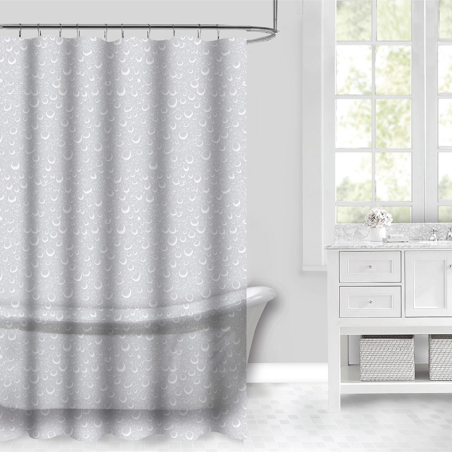 Shower Curtain Liners Shower Curtain, Mould Proof and Mildew Resistant Washable Bathroom Curtains, Shower Curtain for Bathroom, Bath Curtains with Hooks, 180 x 180 cm (71 x 71 Inch)