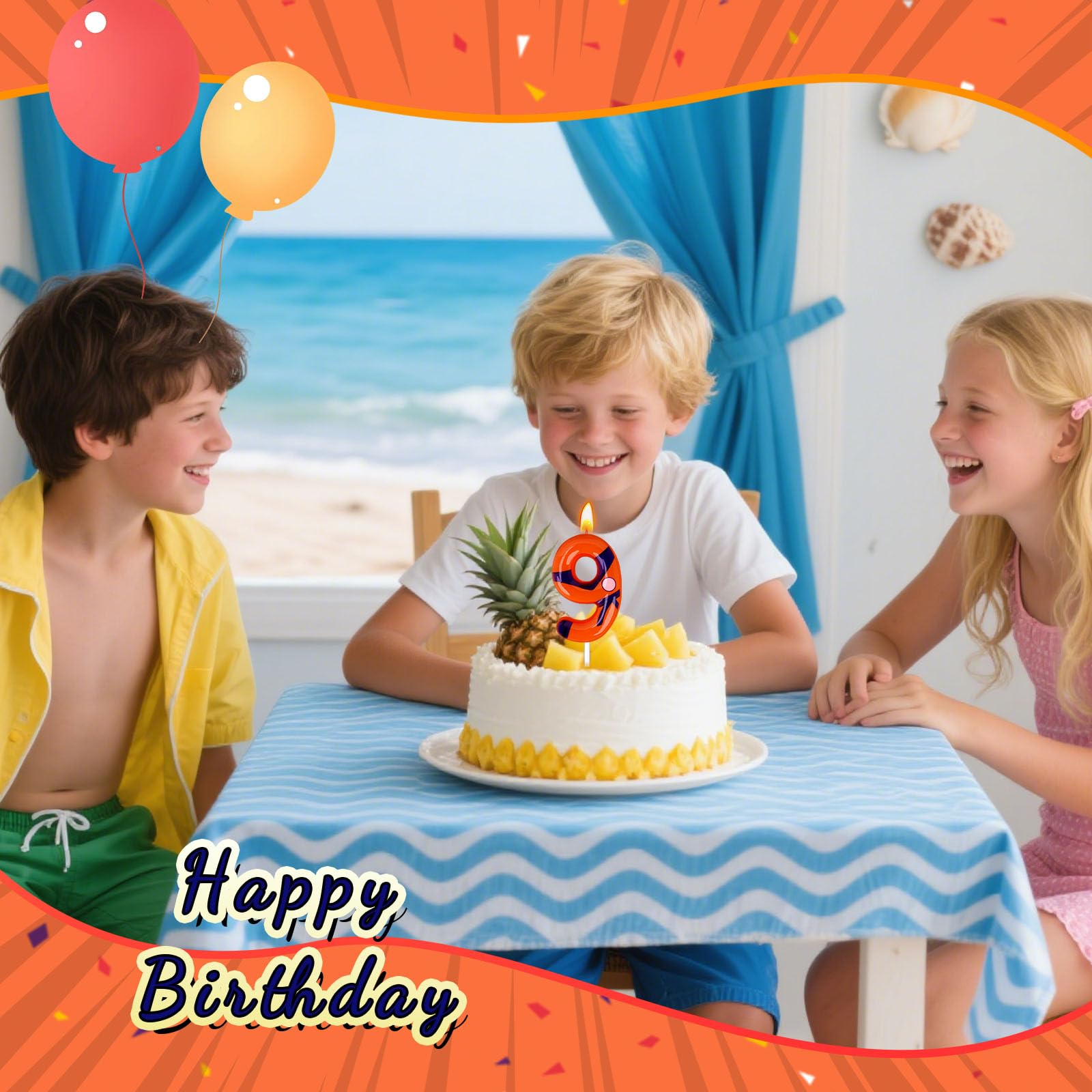 Velas de cumpleaños naranja de anime, velas de números para fiesta de cumpleaños, suministros de decoración de pasteles (naranja, número 10)