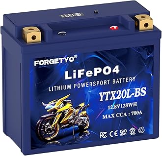 Lithium YTX20L-BS, 700A LiFePO4 Motorcycle Battery, 12V 10AH ATV, UTV, Jet Ski, 4 Wheeler, Snowmobile, Personal Watercraft, Seadoo, Polaris, Tractor,Generator and Riding Lawn Mower Battery