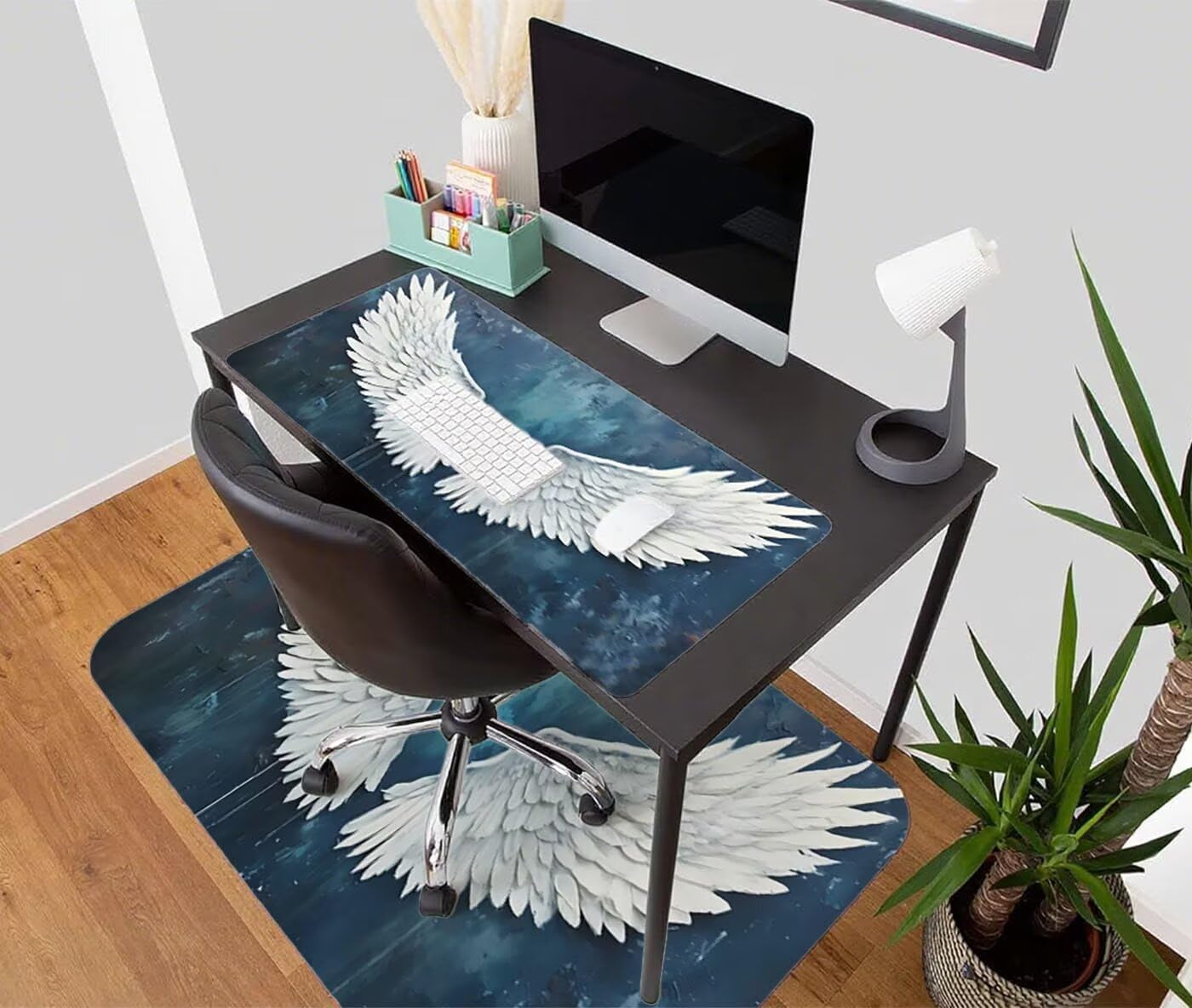 Podkładka pod mysz XXL 1200 x 600 mm duża podkładka pod mysz dla graczy skrzydło pod ręką biurko szyte krawędzie wodoodporna antypoślizgowa do komputera, laptopa poprawia dokładność i szybkość, biała