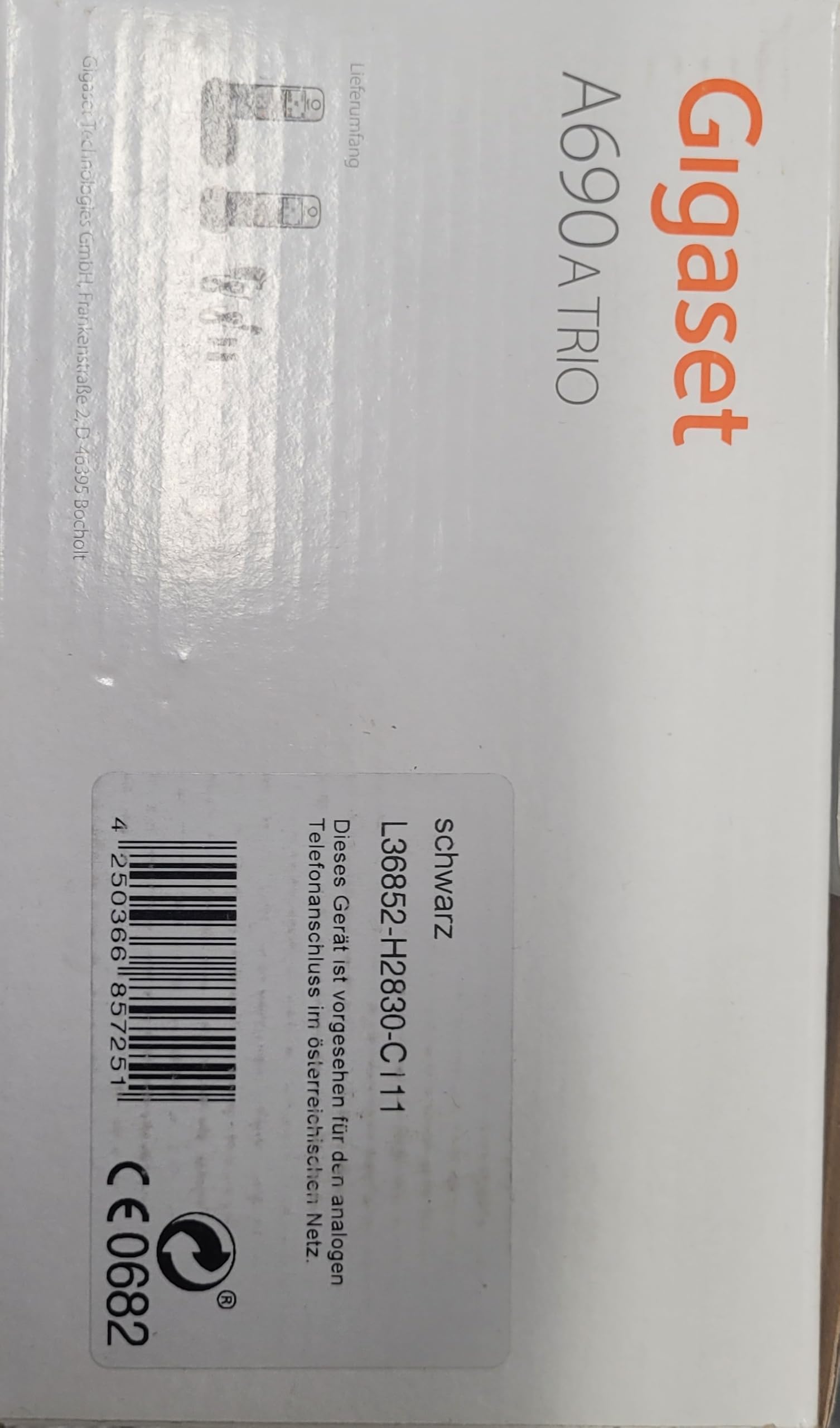 Gigaset A690A Trio Schnurlostelefon Anrufbeantworter mit Rufnummernanzeige ECO DECTGAP Schwarz + 2 zusätzliche Handsets