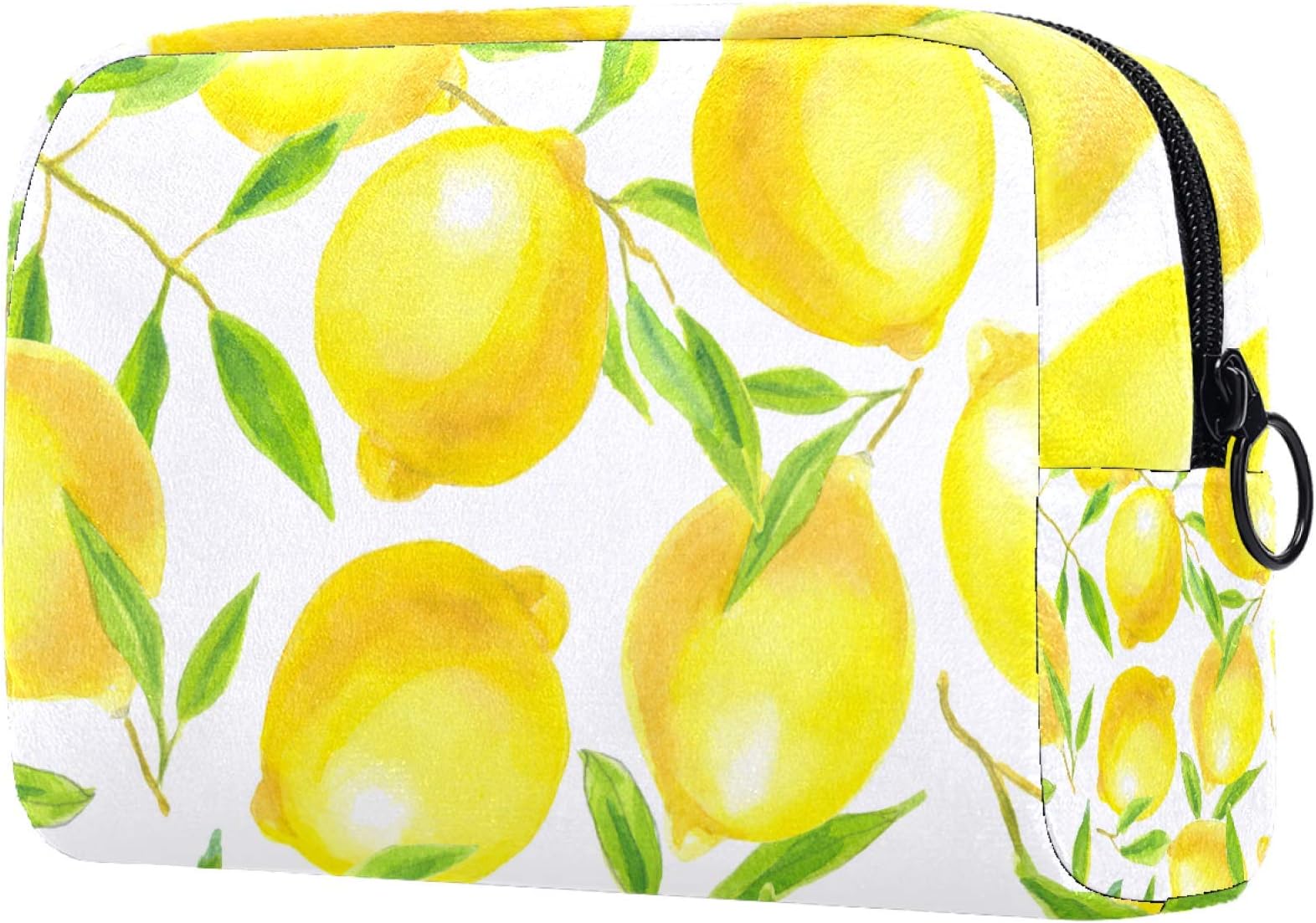 Toiletry Bag with Zippered,Large Capacity Reusable Makeup Pouch Cosmetic Travel Bag with Citrus Fruit Yellow Lemon for Teen Girls Women