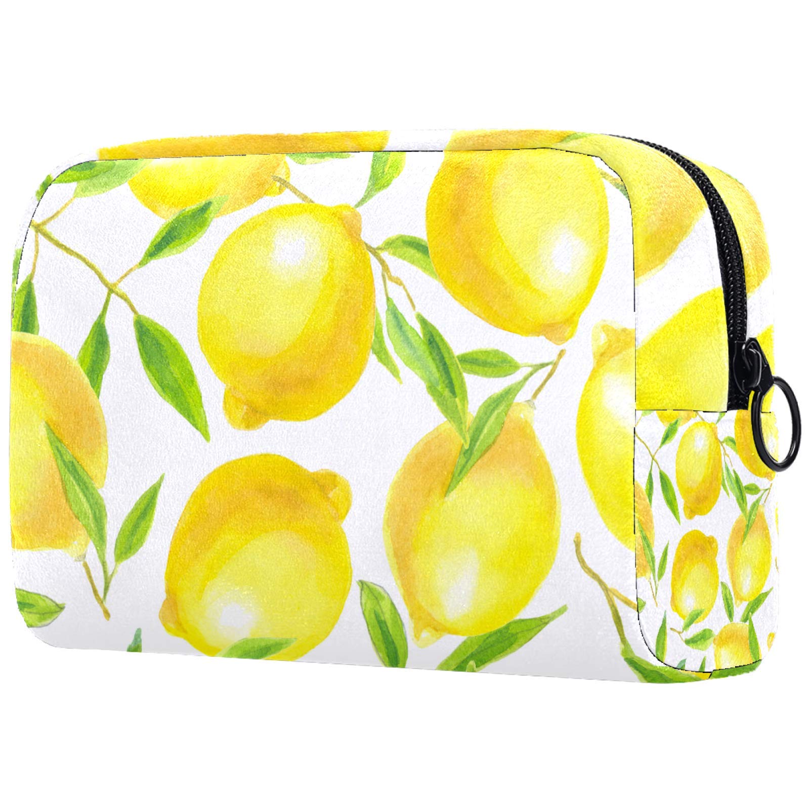 Toiletry Bag with Zippered,Large Capacity Reusable Makeup Pouch Cosmetic Travel Bag with Citrus Fruit Yellow Lemon for Teen Girls Women