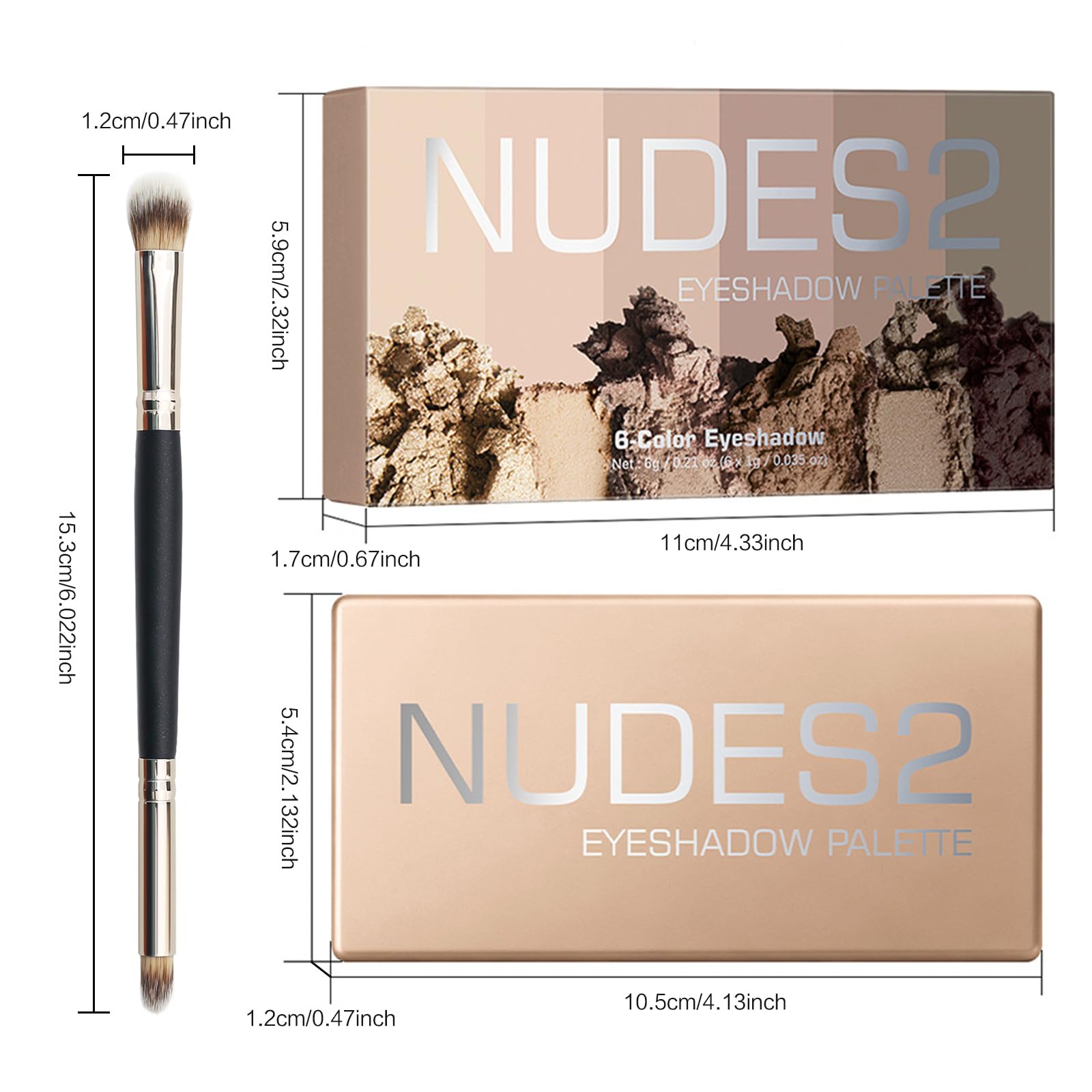 6 Matte Nude Eyeshadow Palette - Cool Smokey Eyes -2