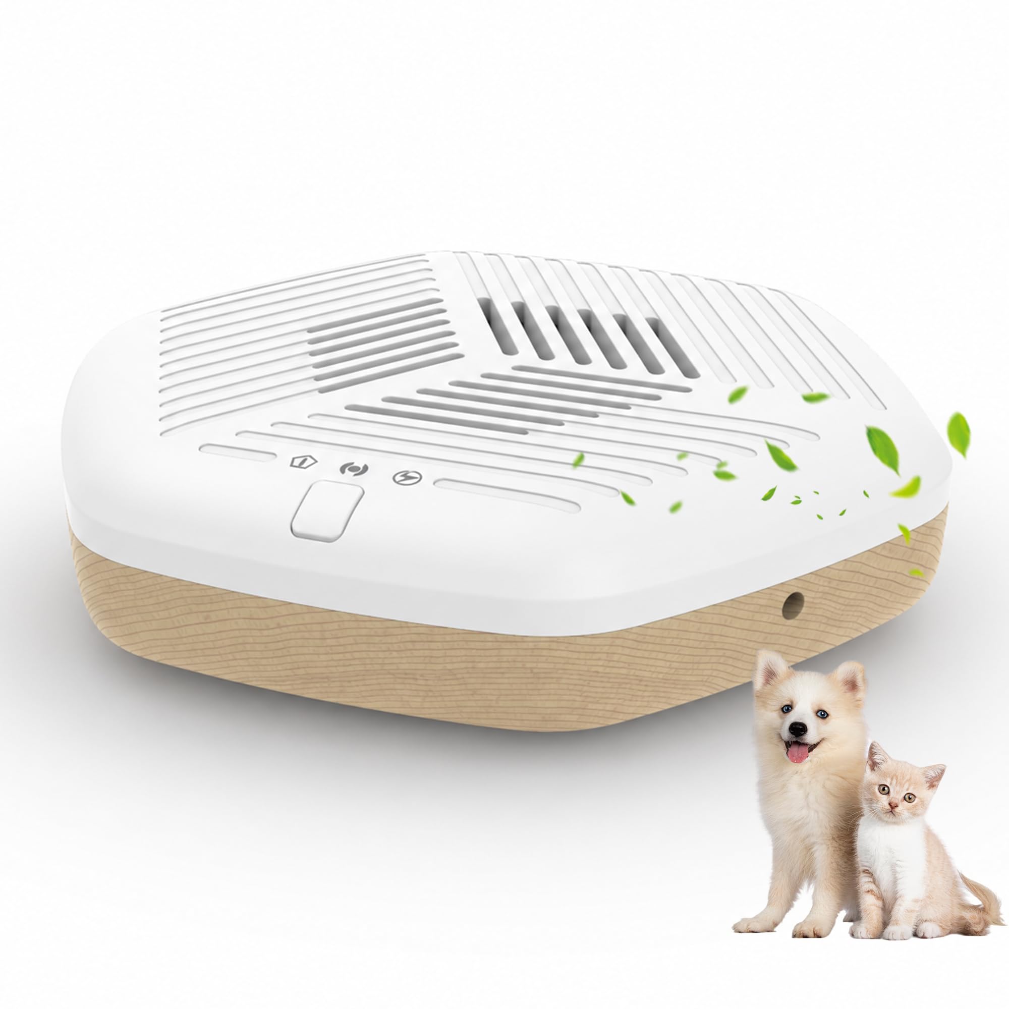 Desodorizador de arena para gatos, eliminador de olores de mascotas para perros, purificador de aire recargable con ozono para caja de arena, inalámbrico con modos de iones negativos y ozono, perrera