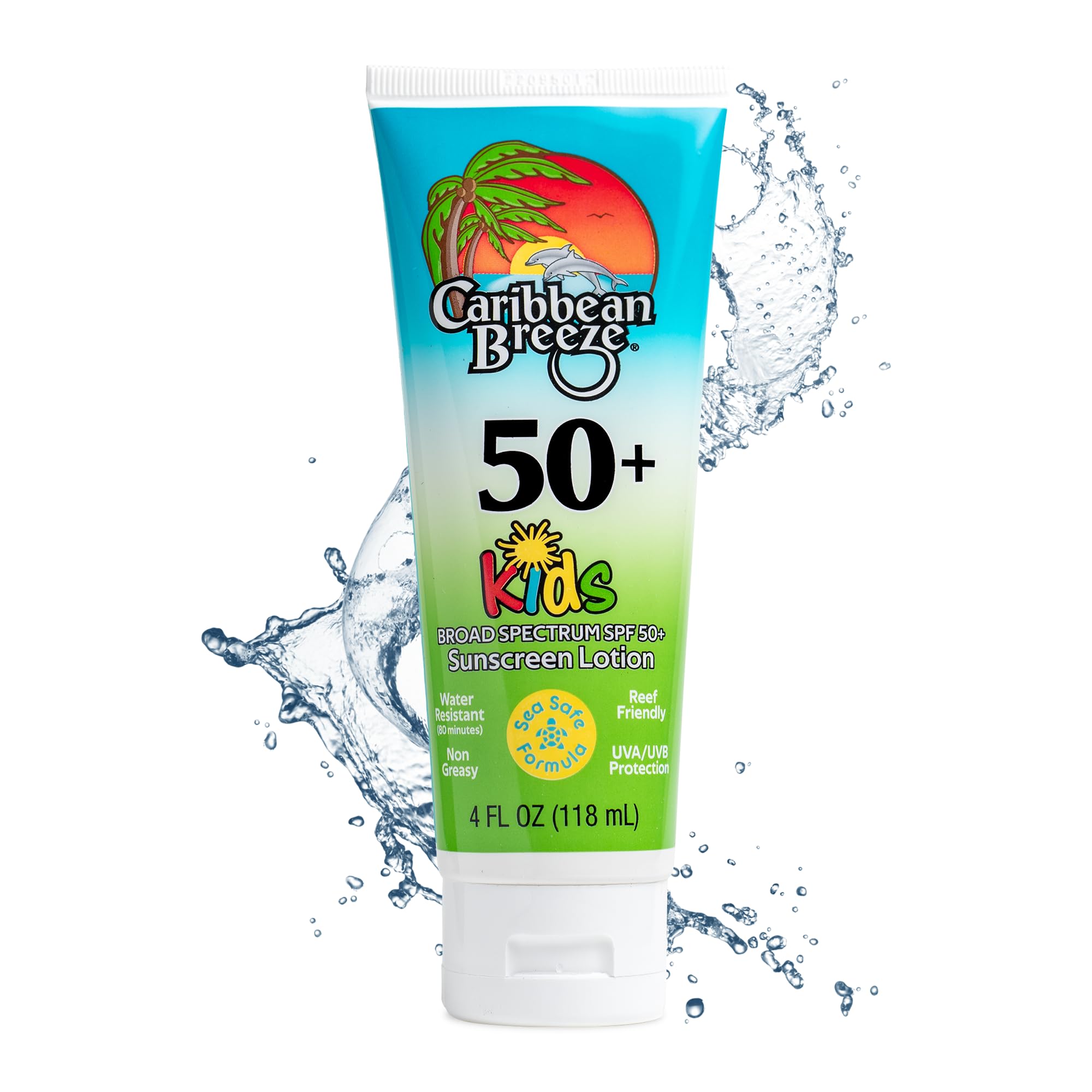 Reef Friendly Kids Sunscreen Lotion SPF 50, Mango Lime Scented Sunscreen for Kids, Face and Body Sunblock, Water Resistant Up to 80 Minutes, Cruelty Free, 4 Oz (120 ml)