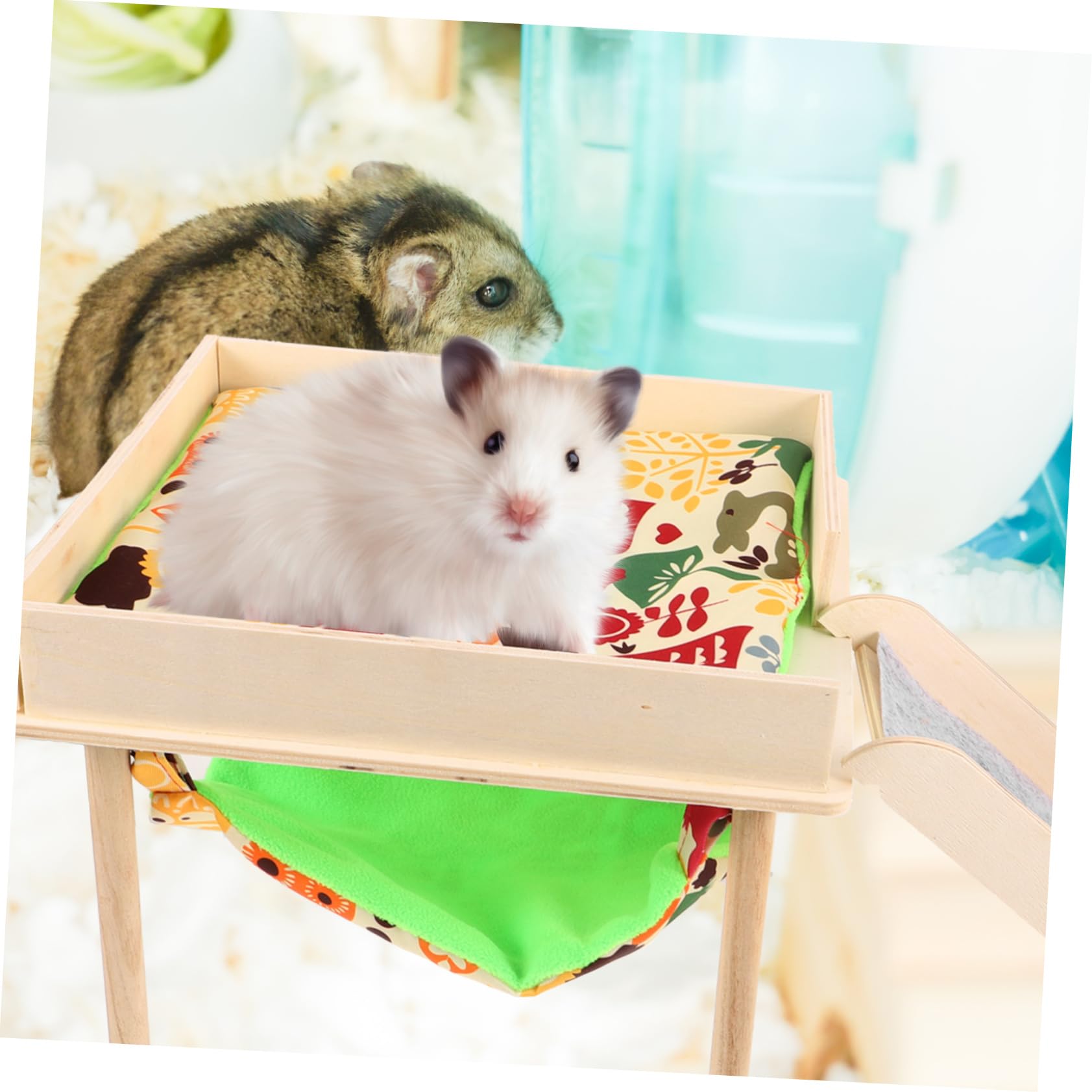 Beavorty Hängematte Aus Holz Für Kleintiere Bequemes Schlafplatz Für Hamster Und Meerschweinchen Mit Leiter Für Frettchen Und Chinchillas Hängendes Versteck Für Papageien Und Kaninchen