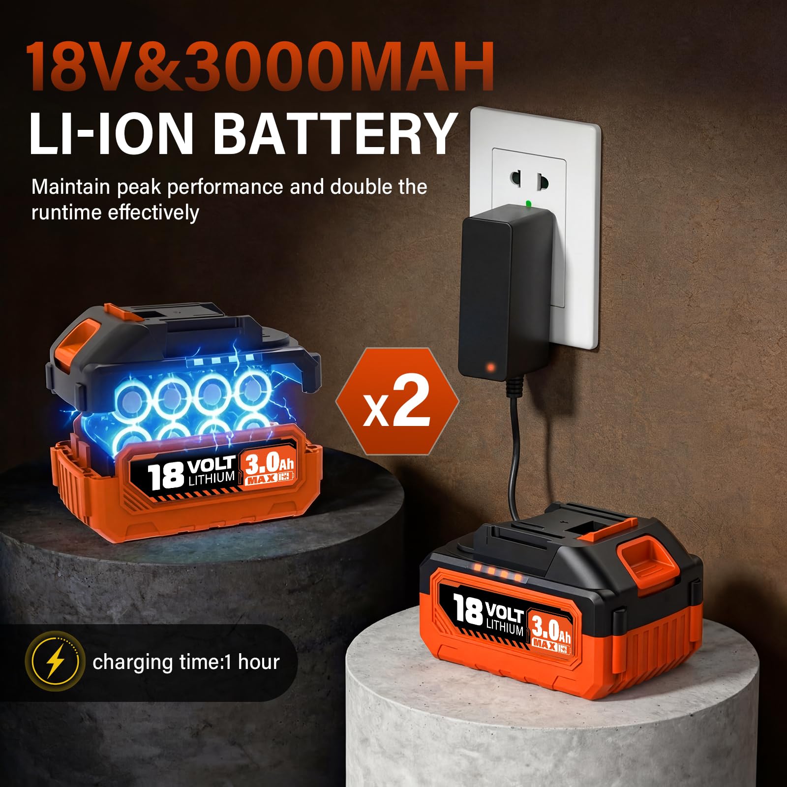 MAXLANDER Soplador de hojas, soplador de hojas eléctrico inalámbrico y aspiradora con 2 baterías de 3.0 Ah y cargador, 350 CFM y 100 MPH, y modo de 2 velocidades, para limpieza de patio, cuidado del