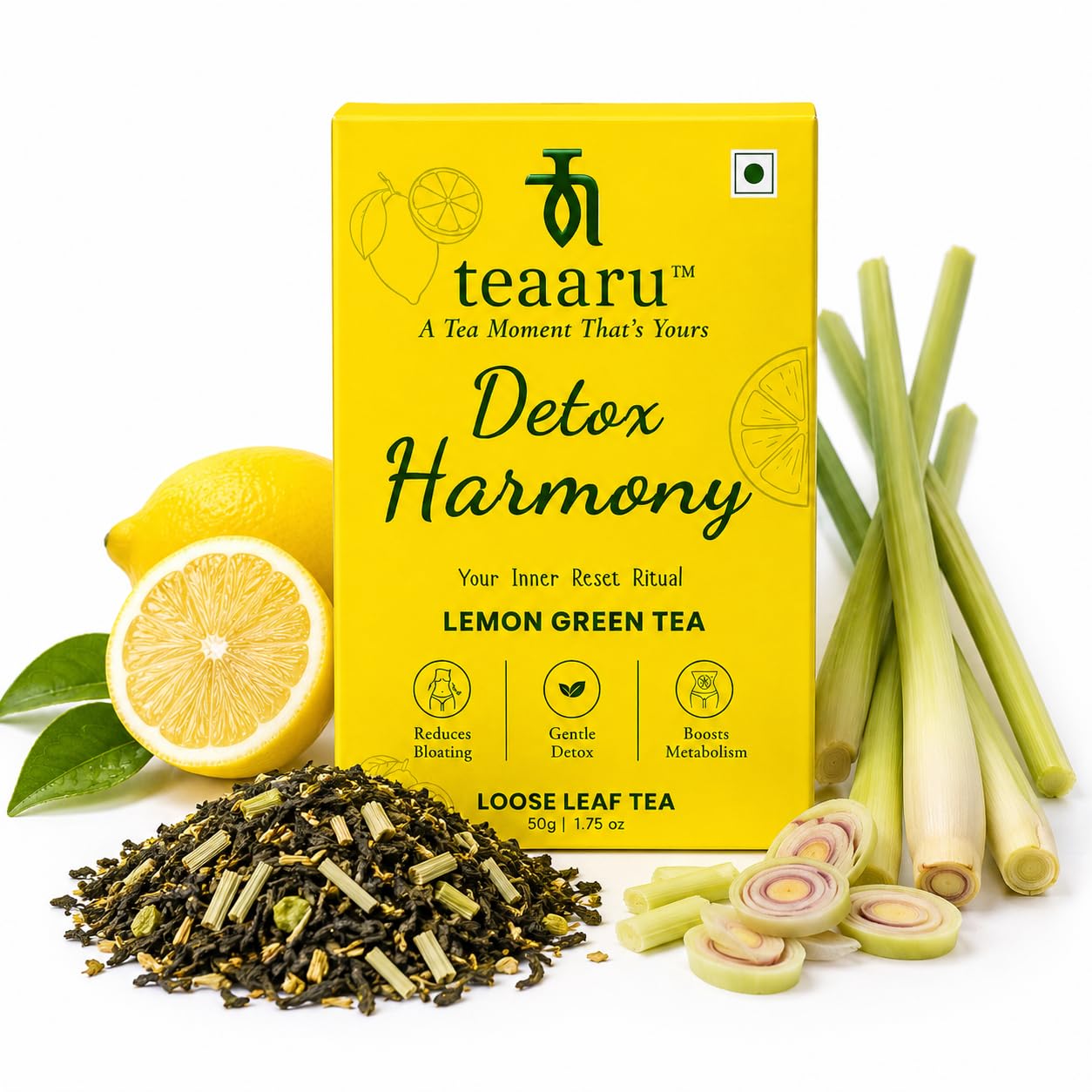 Teaaru Detox Harmony – Lemon Green Tea (50g) | Detox & Digestion | Refreshing Citrus Wellness Blend-image-5