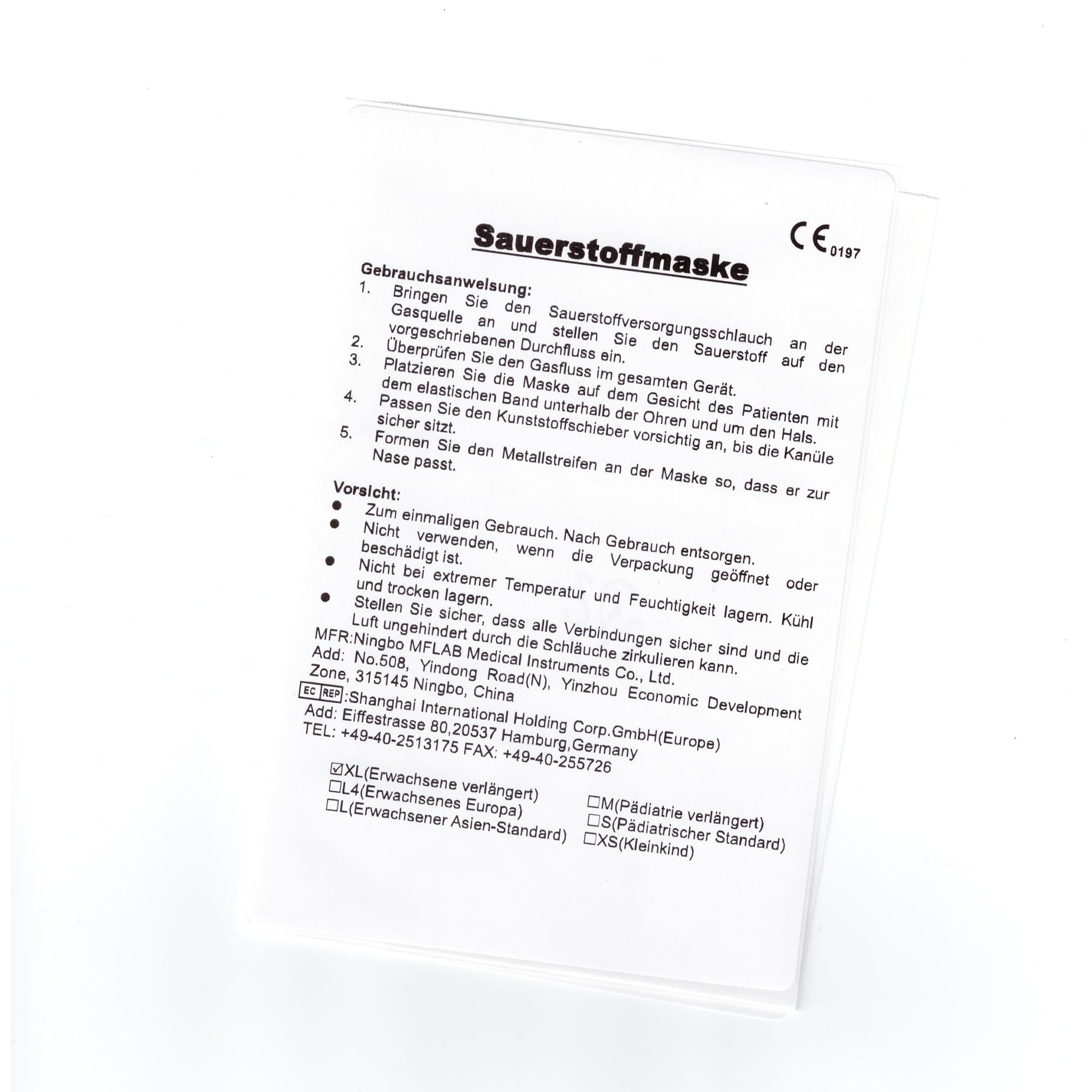 Lot de 3 masques à oxygène