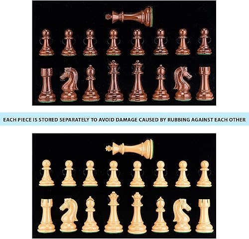 Miniatura 6 de AMEROUS Piezas de ajedrez ponderadas de alto polímero con tamaño King de 4.25 pulgadas, 2 reinas adicionales, paquete de regalo, juego de ajedrez