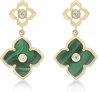 Black Onyx Flower Dangling Drop Earrings for Women in 925 Sterling Silver with Rose Gold Plating Post Back by Lavari Jewelers