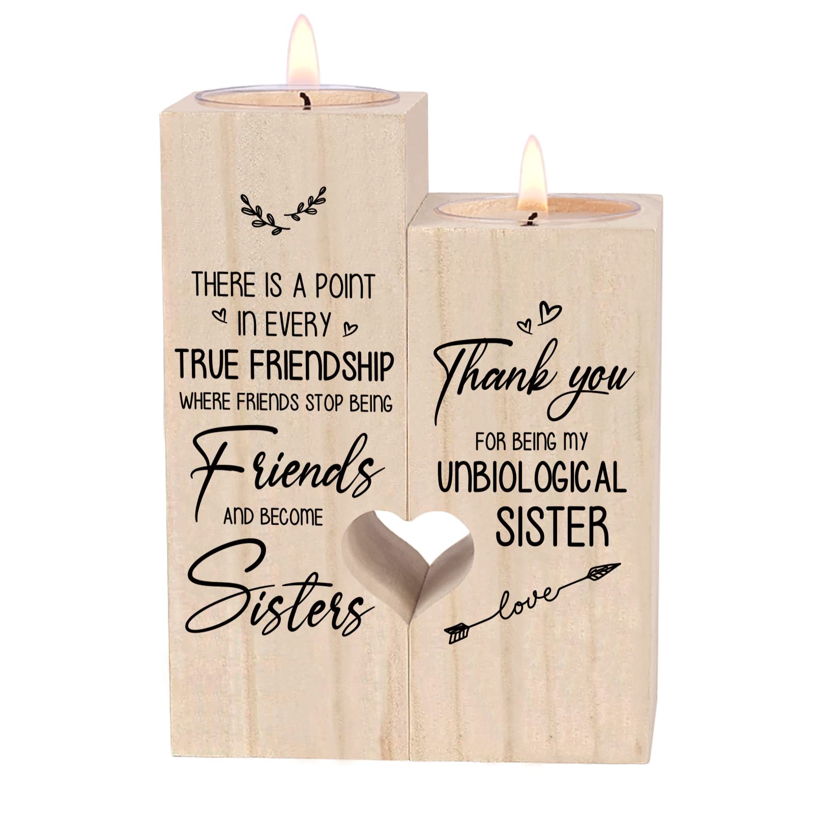 Wooden Candle Holder to My Sister Personalized Friendship Gifts Sister