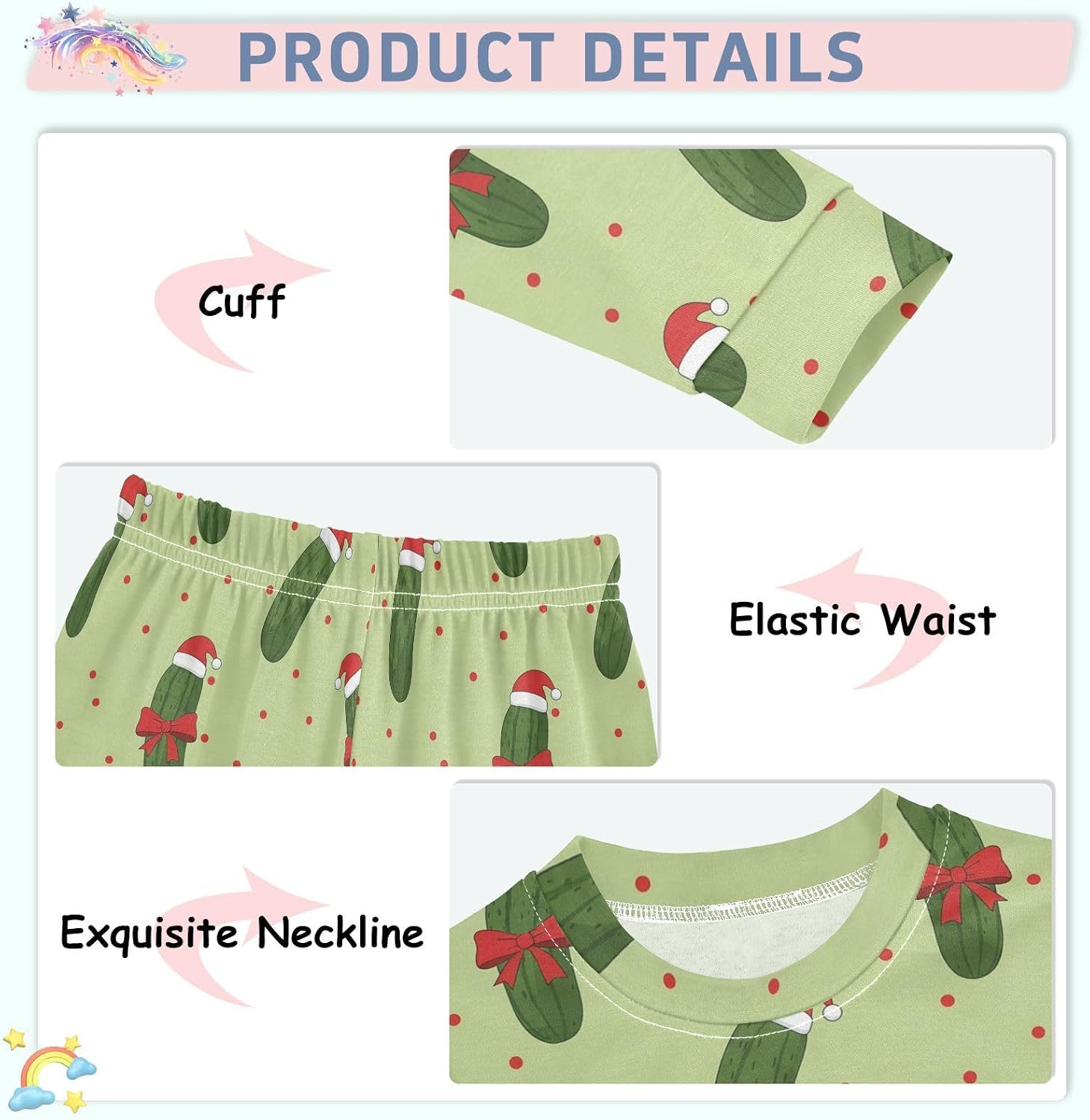 Pajama Sets Long Sleeve Top and Pants Soft Cotton Sleepwear 2 Piece Pjs Set for Home Casual Size 18M-8Y