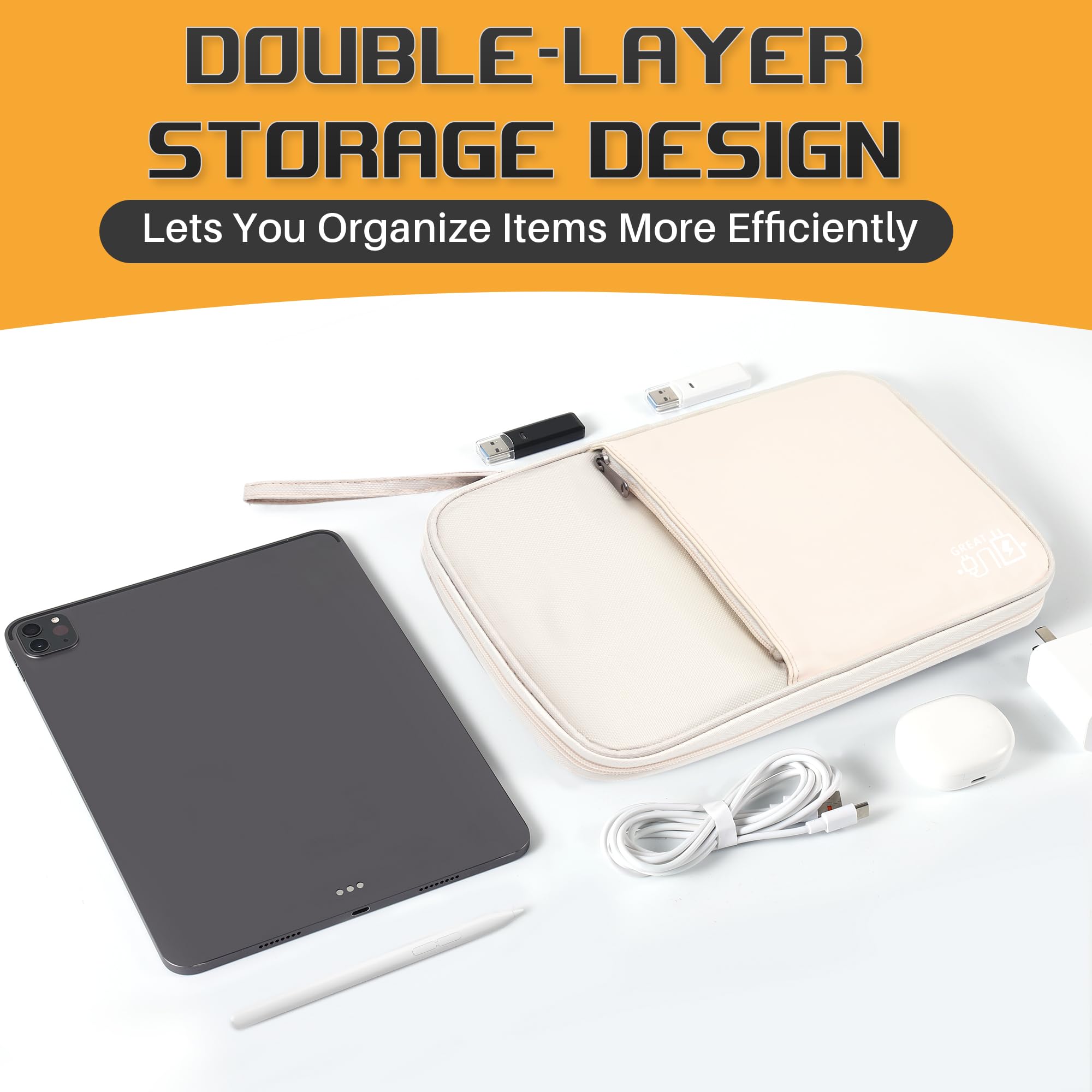 Etui Na Kable Danych, Wielowarstwowy Design, Idealne Do Przechowywania Kabli, łAdowarek, Power BankóW I Usb, Z Uchwytem, łAtwe Do Przenoszenia