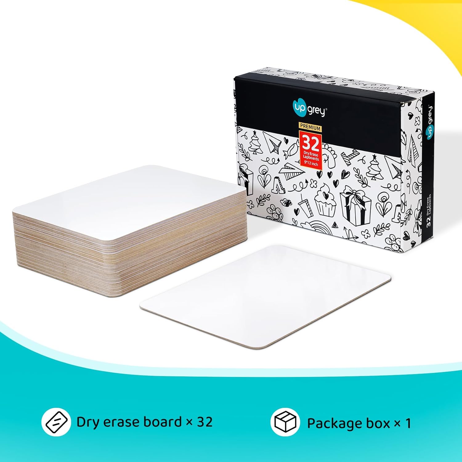 Upgrey Dry Erase Lapboards, 32 Pack Double-Sided Dry Erase Boards, Small White Boards for Classroom Students, 9"x12" Portable Mini Whiteboards for Teacher Supplies, Home and Office Work