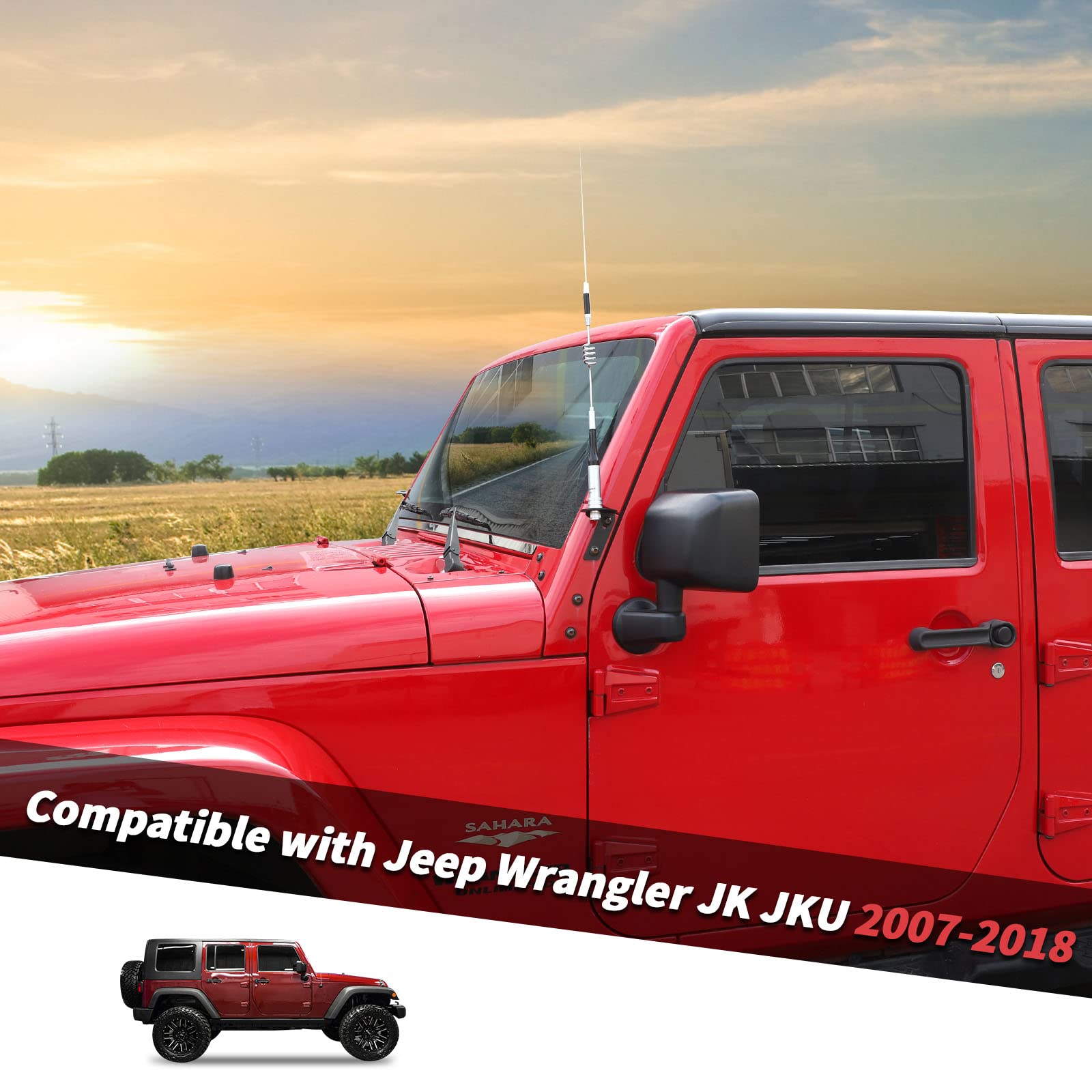 A Pillar CB Antenna Mounting Bracket for Jeep Wrangler JK JKU 2007-2018, Driver's Side