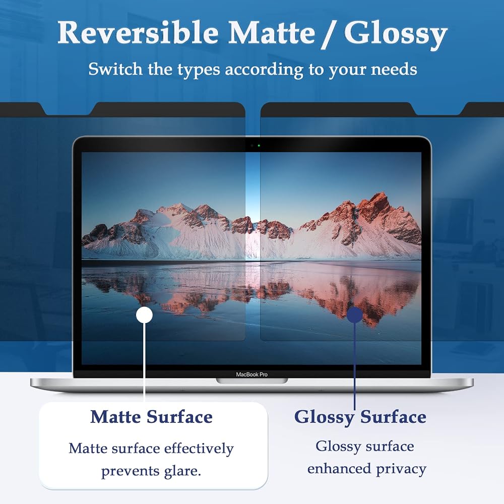 Magnetic Privacy Screen Designed for MacBook Pro 13 Inch (2016-2022, M1,M2) & MacBook Air 13In (2018-2021, M1), Removable Matte Anti Glare Blue Light Filter HD Clarity 13.3" Mac Laptop Private Shield