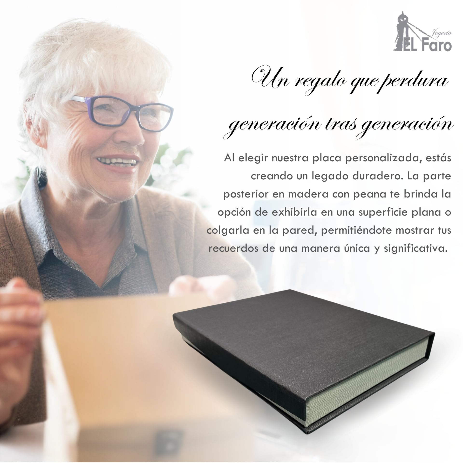 JOYERÍA EL FARO | Placa conmemorativa personalizada con grabado y estuche premium | Ideal para aniversarios, jubilaciones, dedicatorias u homenajes