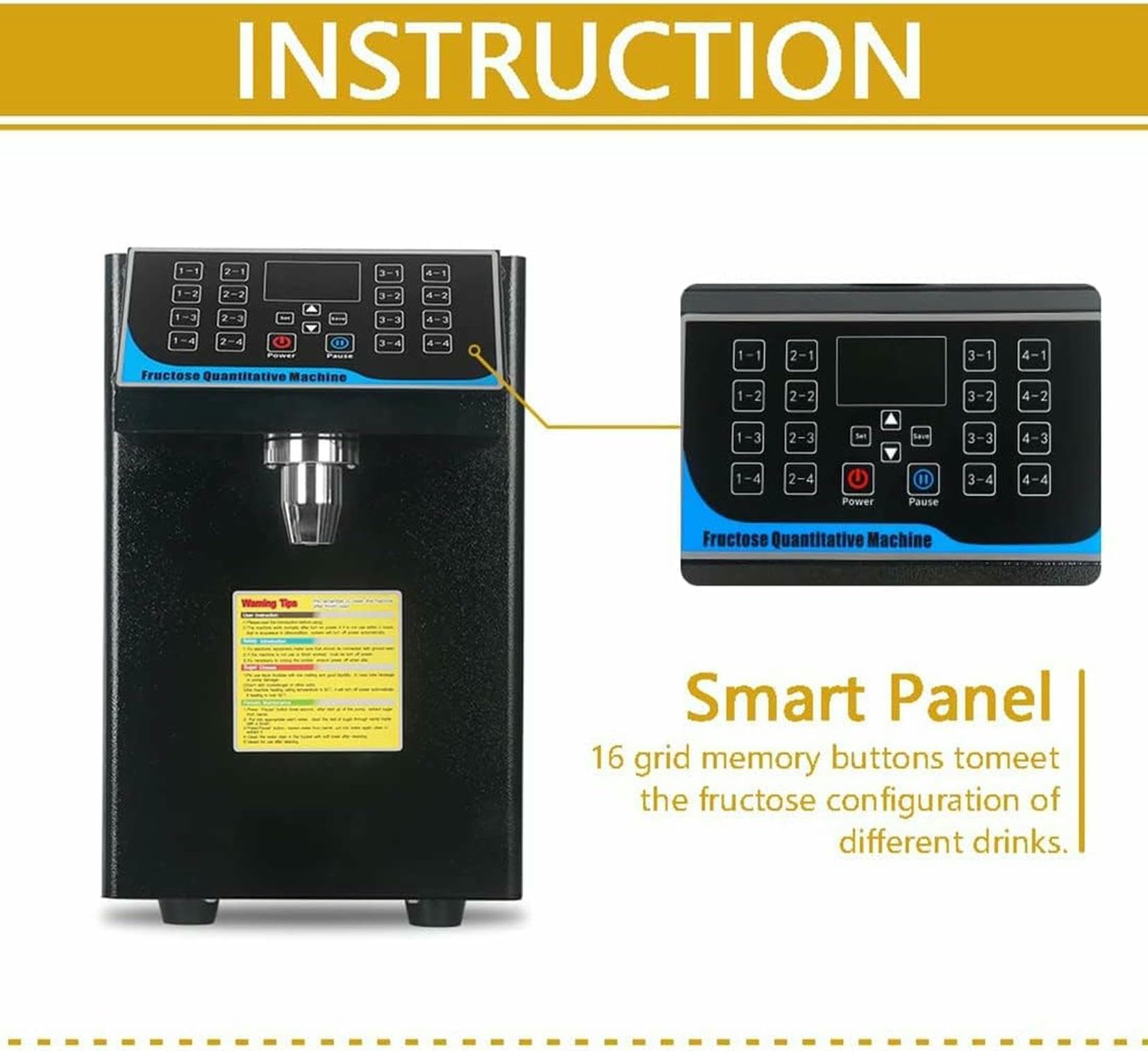 Distributore automatico di fruttosio, macchina quantitativa per polvere di zucchero da 450 W, distributore di sciroppo da 7,5 litri per ristoranti e snack, attrezzatura efficiente per bevande