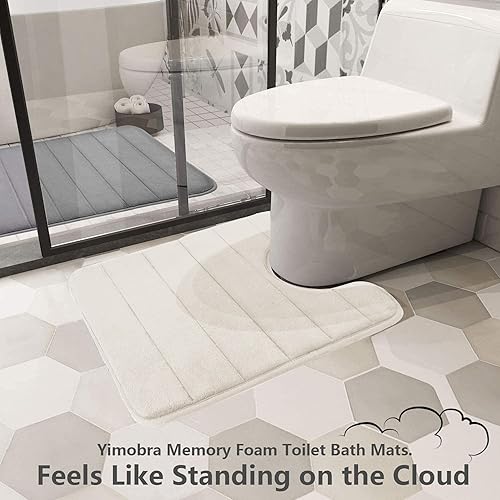 Miniatura 7 de Yimobra - Alfombrilla de baño con espuma viscoelástica en forma de U, suave y cómodo, muy absorbente de agua, antideslizante, gruesa, lavable a