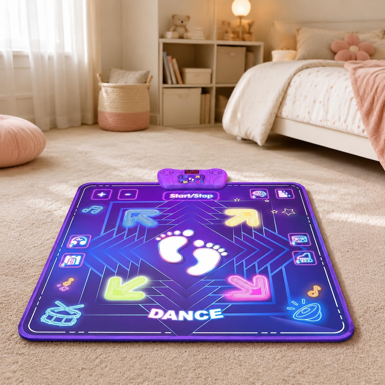 kowaku Tappeto da Gioco Le con | Resistente, Tappeto da Ballo con Console di Controllo, Educativo, Giocattolo, per Giochi