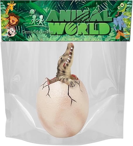 Gemini&Genius Juguetes de cocodrilo, huevo de animal de cocodrilo para niños, figura de acción de animales salvajes, caja de dinero o exhibición