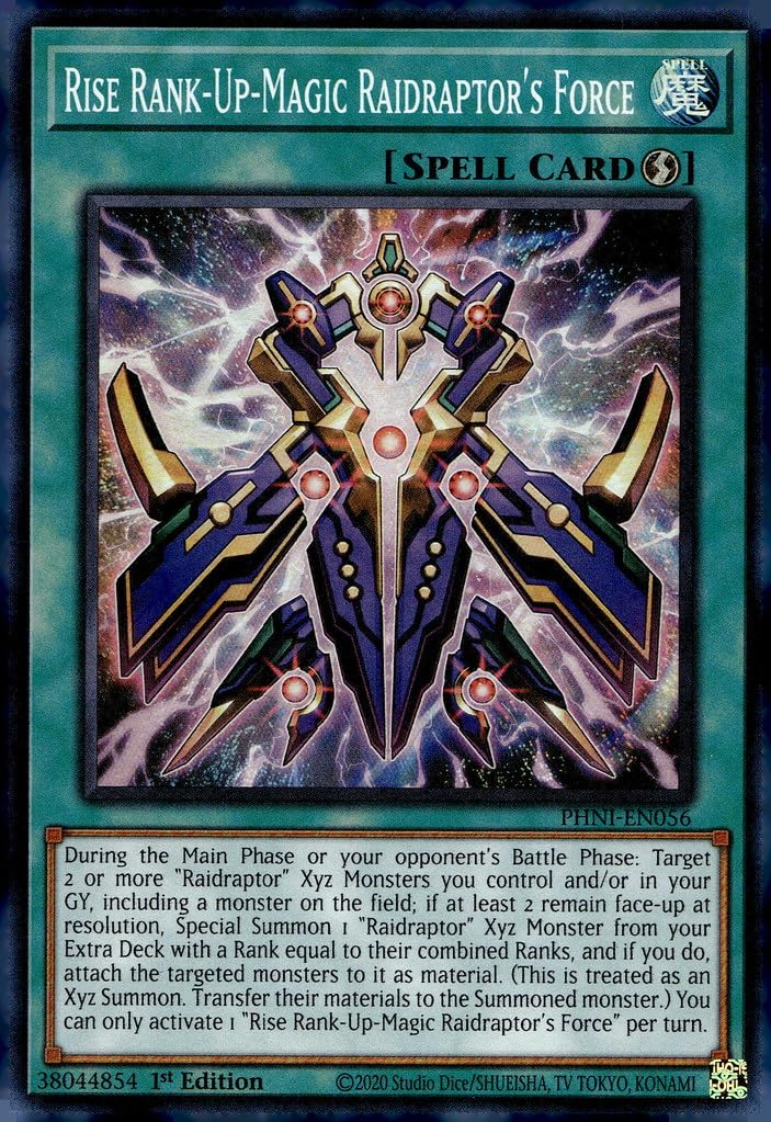 Amazon.com: YU-GI-OH! Rise Rank-Up-Magic Raidraptor's Force - PHNI-EN056 -  Super Rare