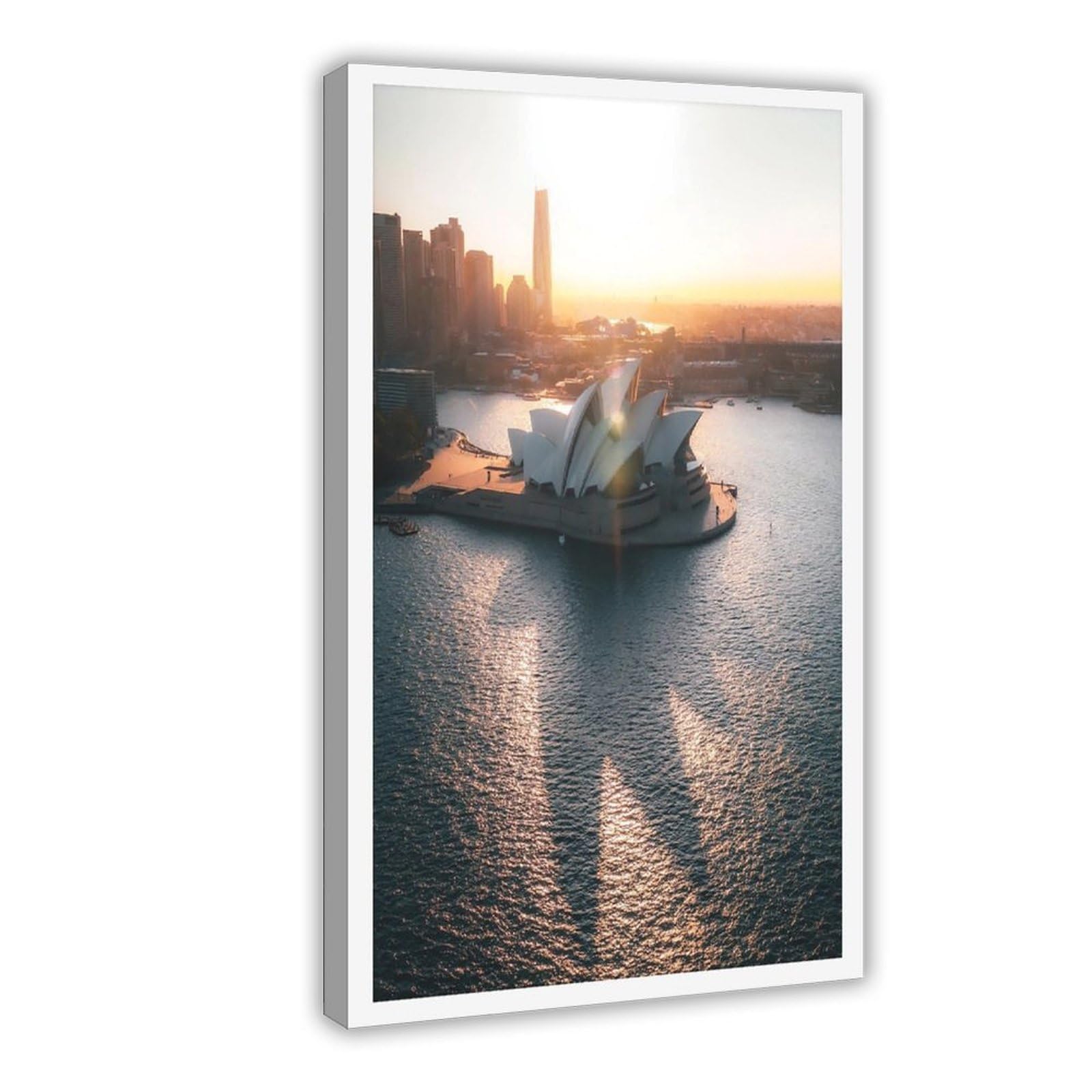 Heyanm Sydney Opera House Art Print Harbour Aerial View Canvas Poster Bedroom Office Room Decor Gift Frame 20X30inch