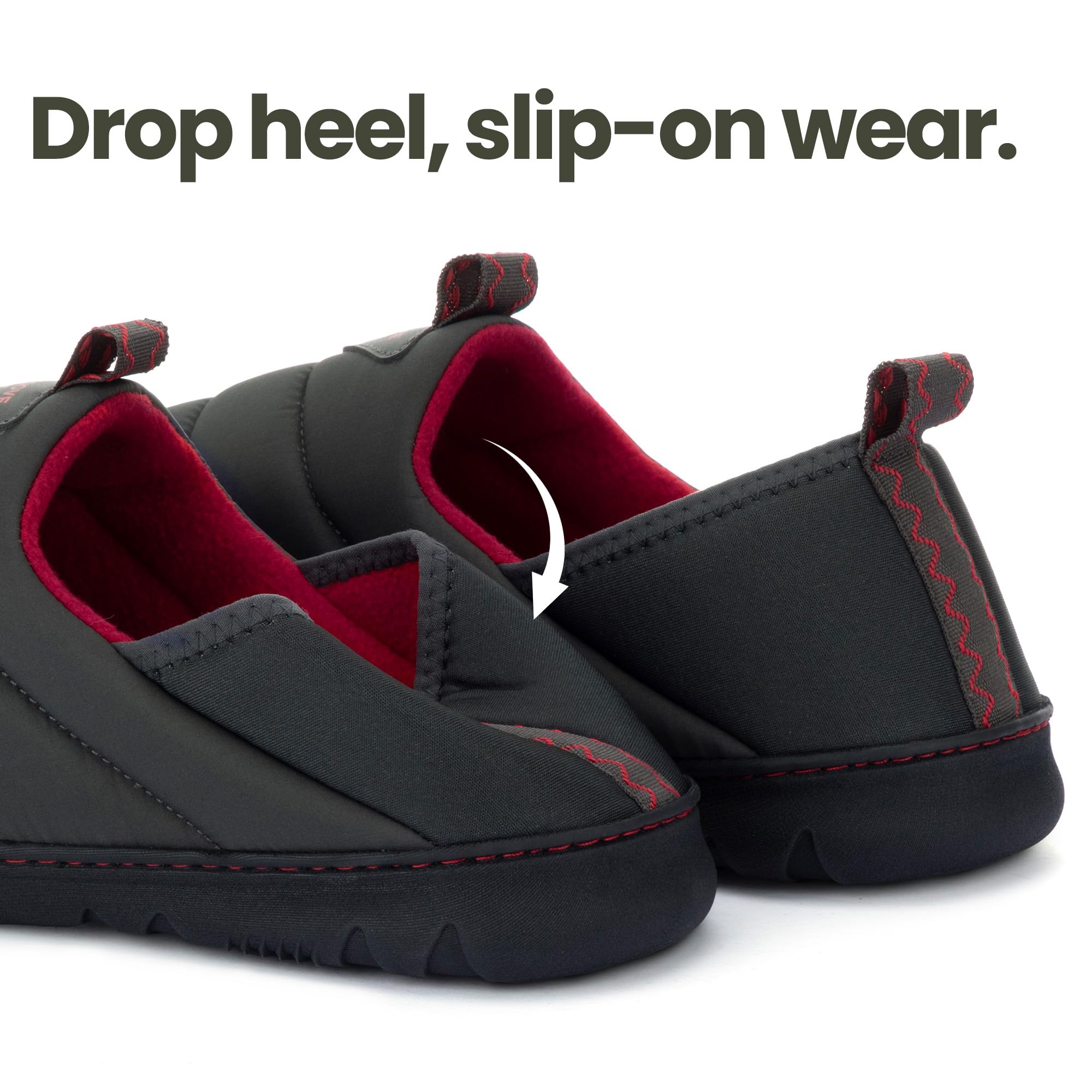 RockDove Pufflite - Pantuflas acolchadas de dos tonos para hombre con suela interior y exterior