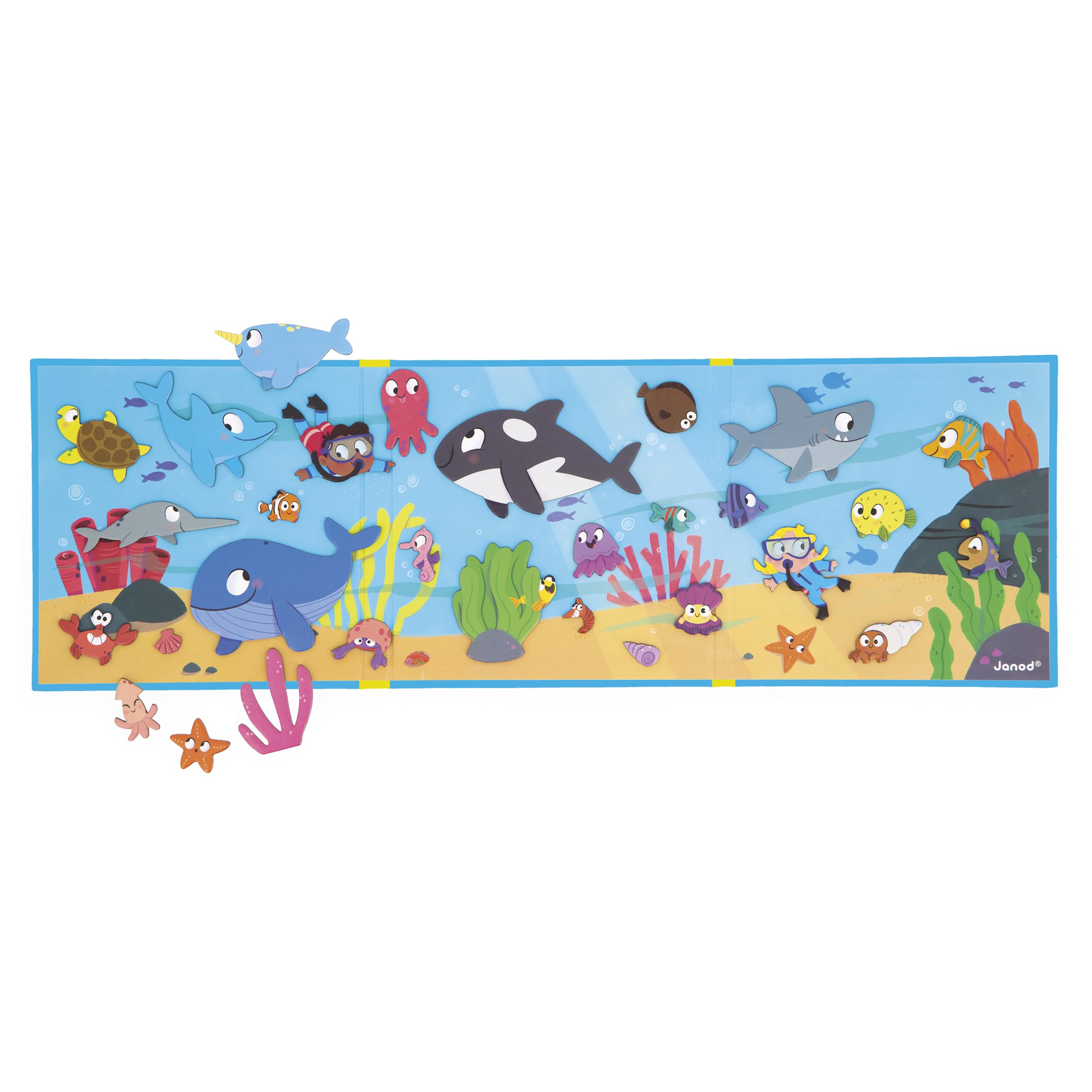 Janod - Magnéti'Stories Sea Funds - Educational Magnetic Game 30 Magnets - FSC Cardboard Children's Toy - Develops Imagination and Fine Motor Skills - From 3 Years - J05448