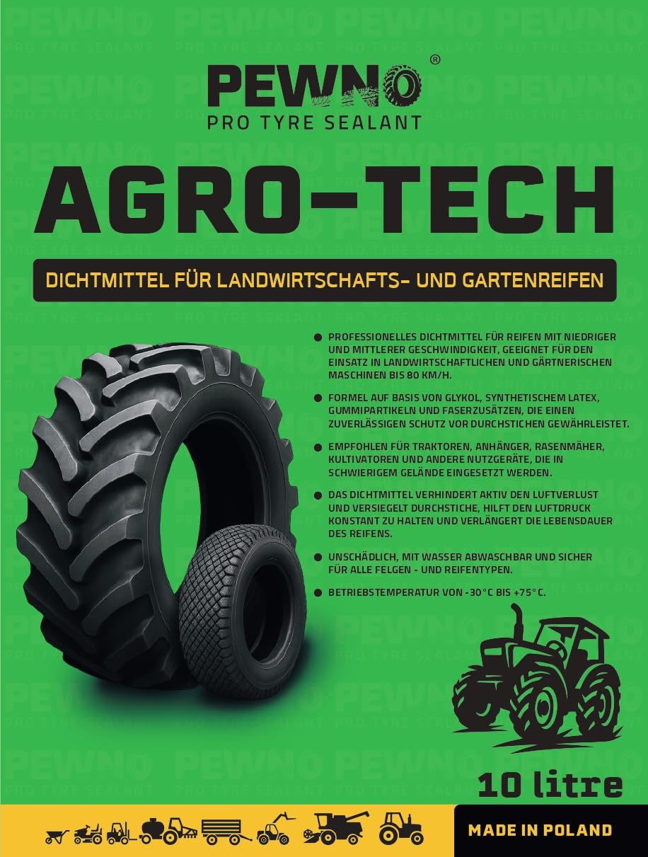 Agro-TECH Reifendichtmittel Traktor Schubkarre 5L | Für Traktoren, Feldanhänger, Schubkarren. Dichtet Löcher bis 15mm, schont Reifen und Felgen.