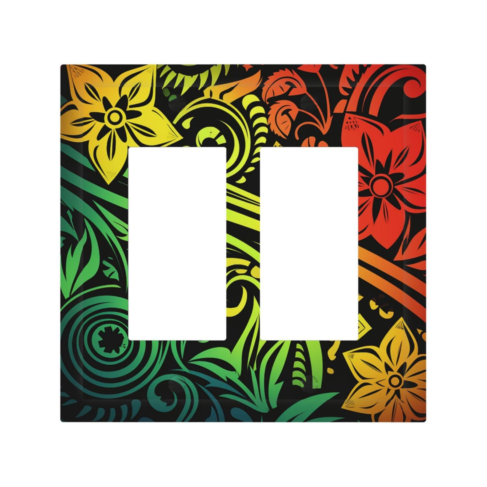Kloph Style H Decorator Double Toggle Light Switch Covers Hawaiian Tribal Style Wall Plate 2-Gang Mid Size 5" X 4.9" Double Toggle Switch Wallplate Decorative 2 Gang Wall Switch Plate Covers