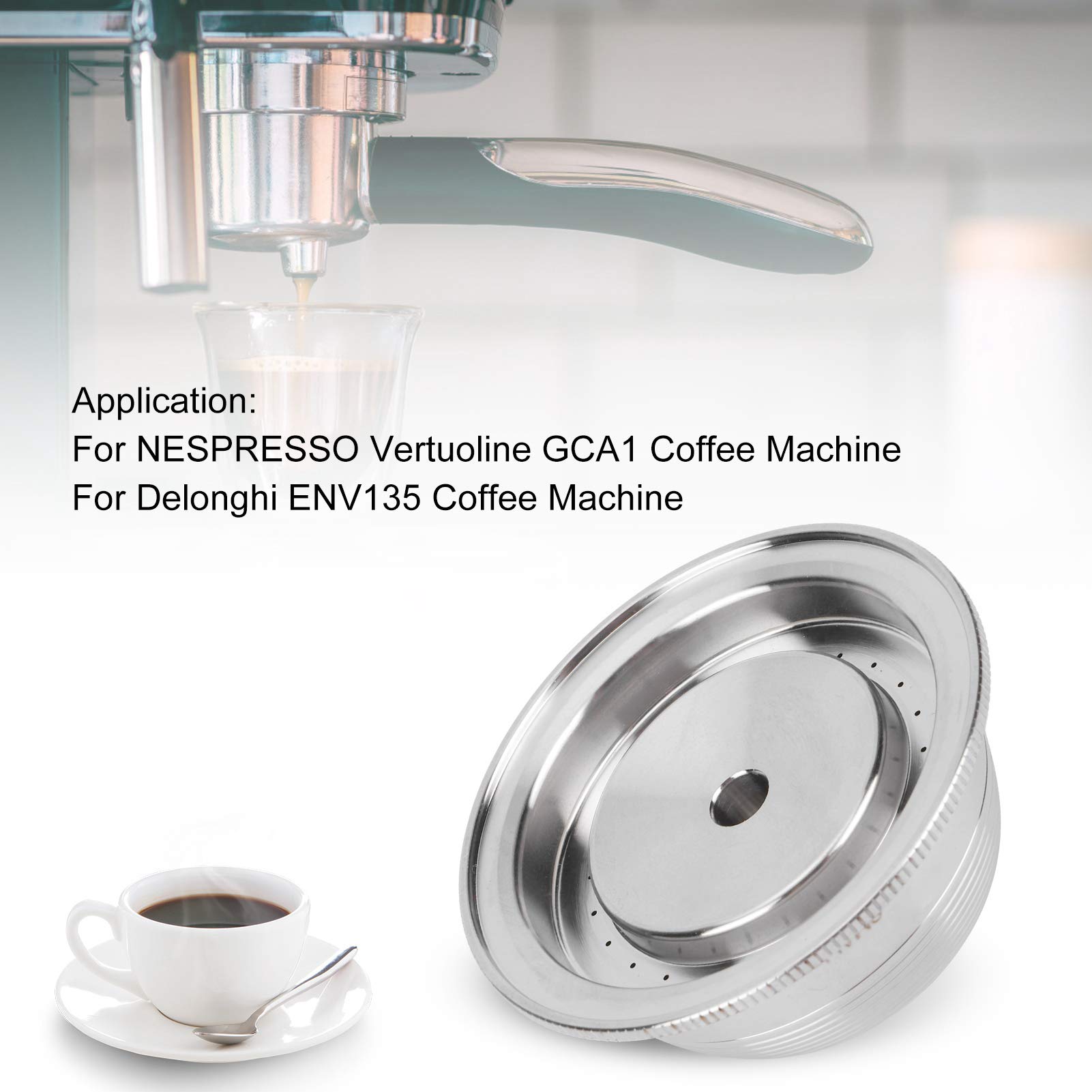 Juego de Cápsulas de café Reutilizables de Acero Inoxidable para Plus, Filtro Duradero y Fácil de Usar para un café Delicioso, para GCA1 ENV135 ENV150 BNV450WHT1BUC1, 70 Ml