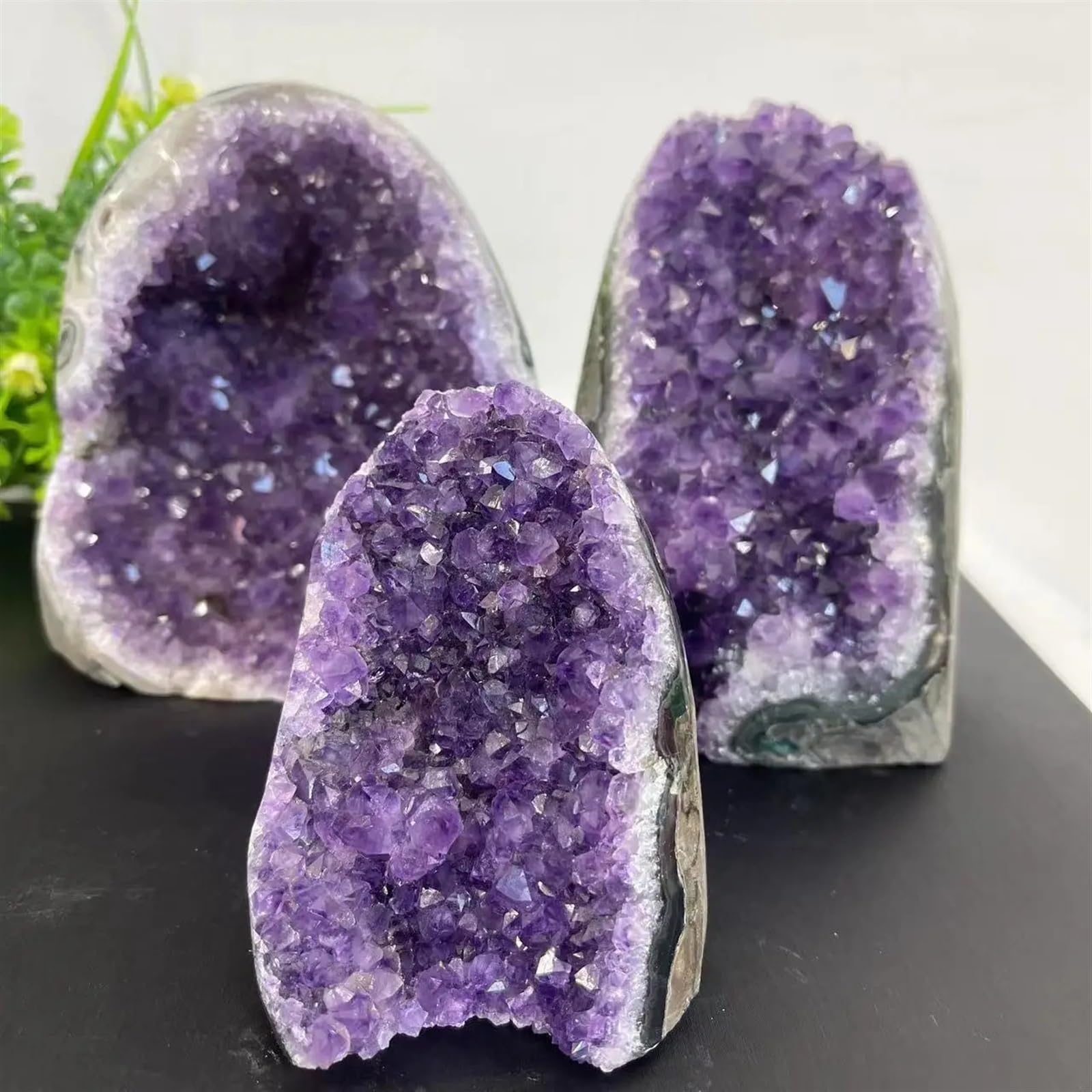 KatLin Racimo de Cristal Natural, Piedra de Amatista, geoda, minerales de Cuarzo Crudo, decoración del hogar Real de Uruguay, Chakras y Reiki espirituales Adornos (Size : 400-500g)