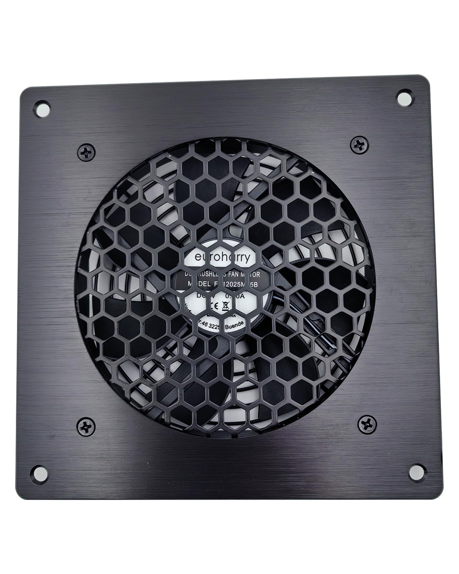 Ventilateur USB 120 mm, système silencieux contrôlé par la température, ventilateur 5 V avec cadre moderne en aluminium brossé noir pour armoires AV home cinéma