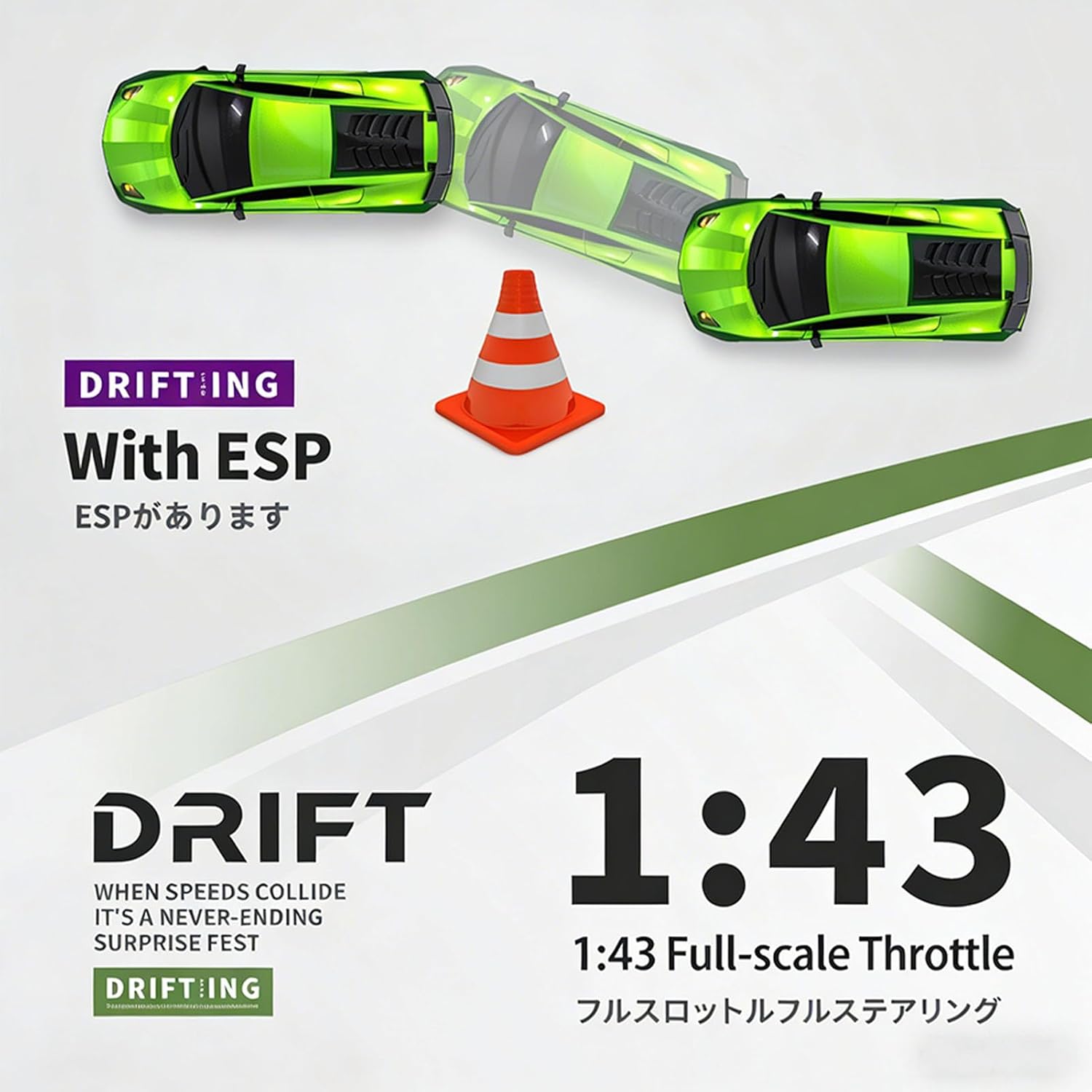 RC Drift Car, 1/43 Scale Mini Remote Control Car with 3 Level Adjustable Gyro and 2.4GHz, 4WDHigh Speed Racing Cars for Adults