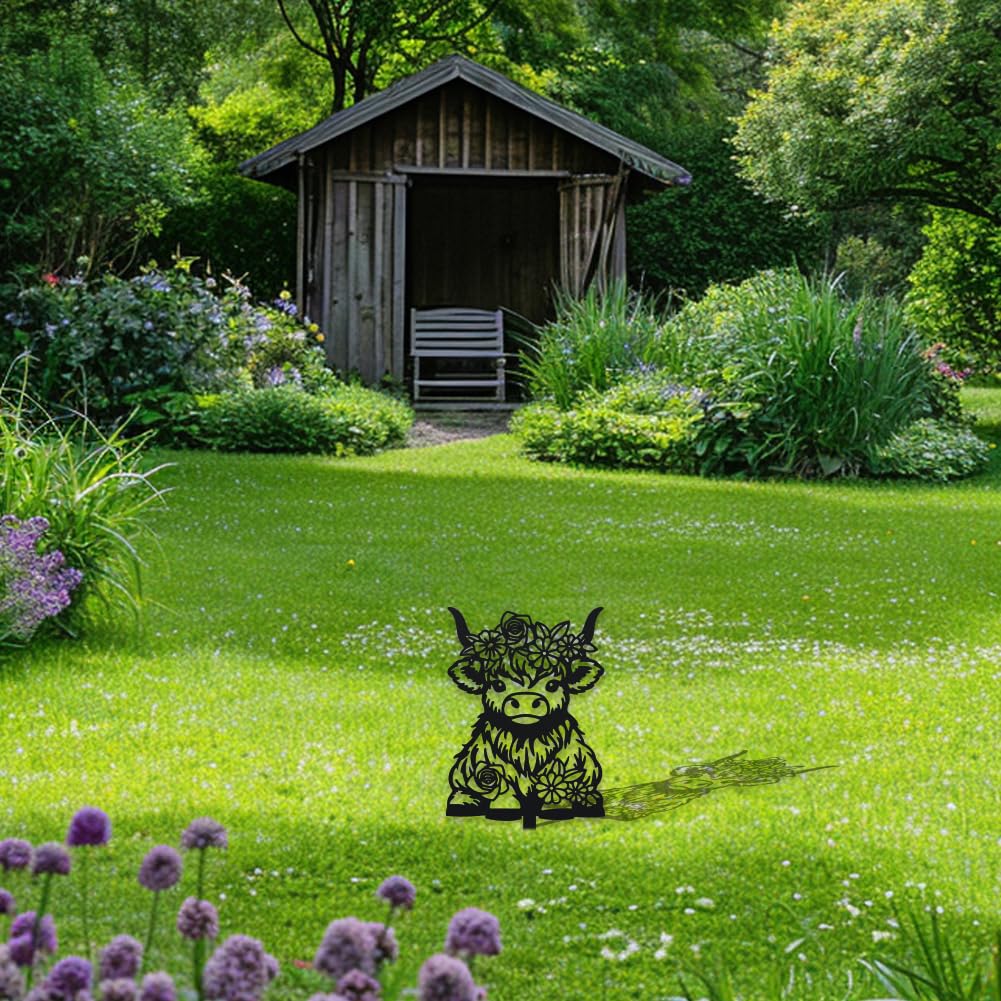 WADORN Highland Cow Silhouette Garden Stakes Decor - Image 2