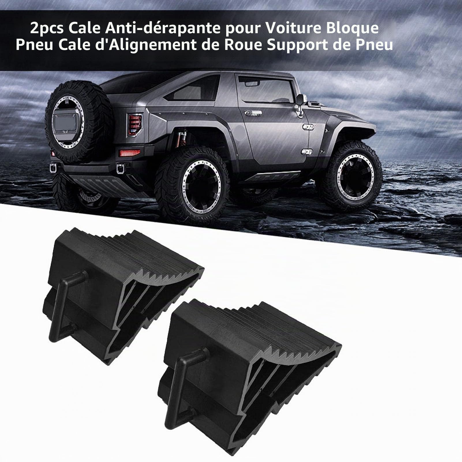 Cale De Roue Caoutchouc, 2pcs Cale Roue De Voiture, Pneus Slip Stopper, Cale pour Remorque, Antidérapant VéHicule Camion Roue Pneu Cale Stop, Noir Bloc pour Tire Stopper for Car Truck Trailer