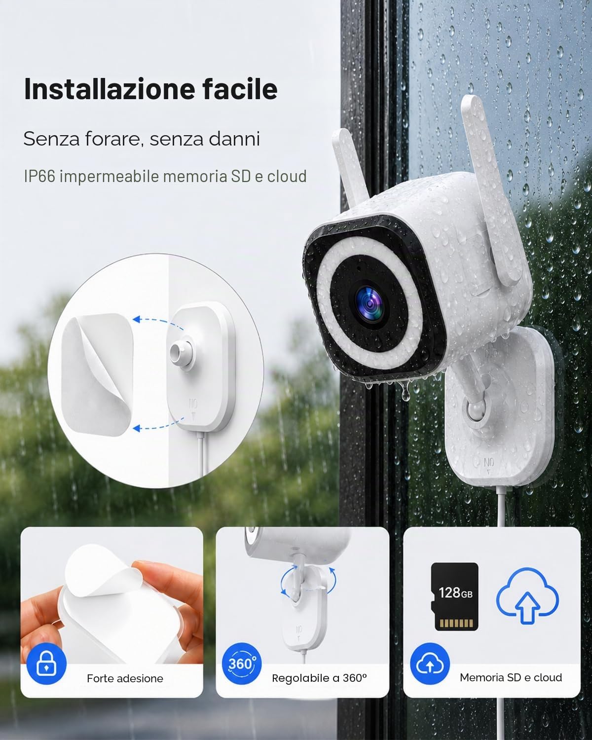 2K 5G Telecamera di Sorveglianza Esterna/Interna, Telecamera di Sorveglianza Esterna, Telecamera WLAN per Interni/Esterni, Babyphone con App, Telecamera per Cani, IP66 Impermeabile, Audio