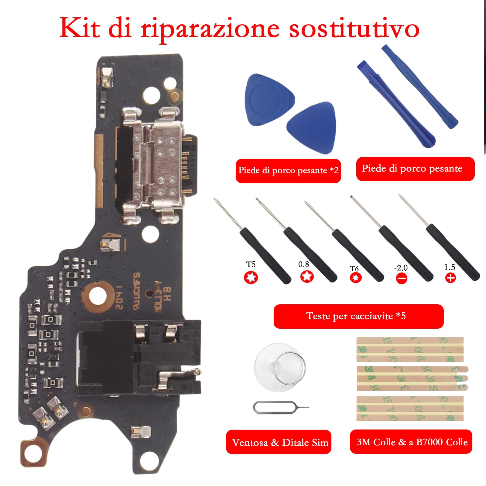 Connettore Dock Di Ricarica USB-C Per Xiaomi Redmi Note 9 | Porta Di Ricarica Completa Con Strumenti Di Installazione E Kit Di Sostituzione