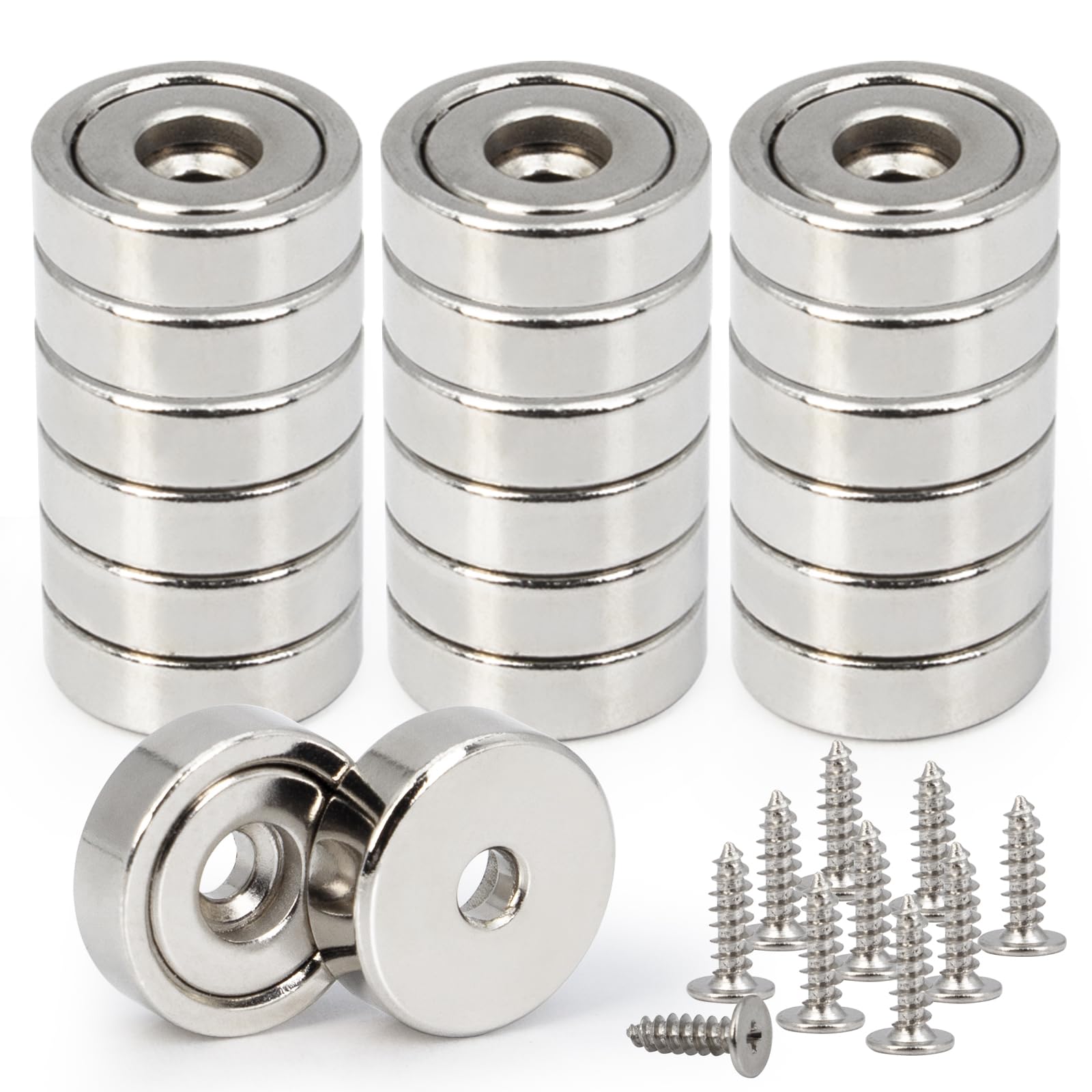 Round Base Rare Earth Neodymium Pot Magnets,for Industrial Purposes Heavy Duty,Size 0.63"*0.2" with Countersunk Hole,Easily Install for Tool Room,Garages Hanging — Amazon image 9