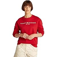 Tommy Hilfiger Felpa Donna Senza Cappuccio, Rosso (Primary Red)