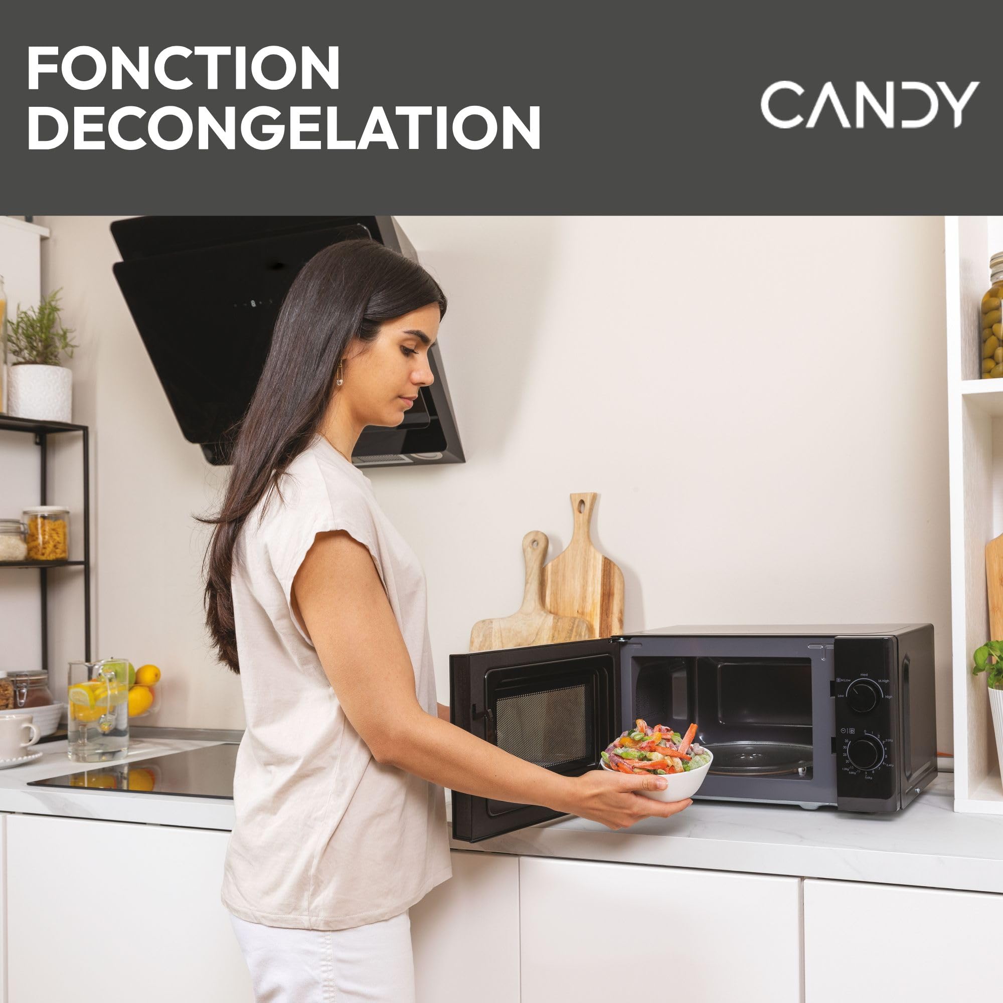 Candy Idea CMG20SMW Four Micro-ondes 700 W 20L, Fonction Gril, Fonction Décongélation, Plateau Tournant 25,5cm, 5 Niveaux de Puissance, Blanc