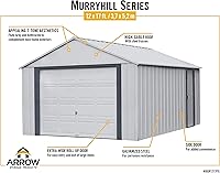 Vista 45 de Arrow Shed 12' x 10' Murryhill Garage Galvanized Steel Extra Tall Walls Prefabricated Shed Storage Building, 12' x 10', Flute Gray