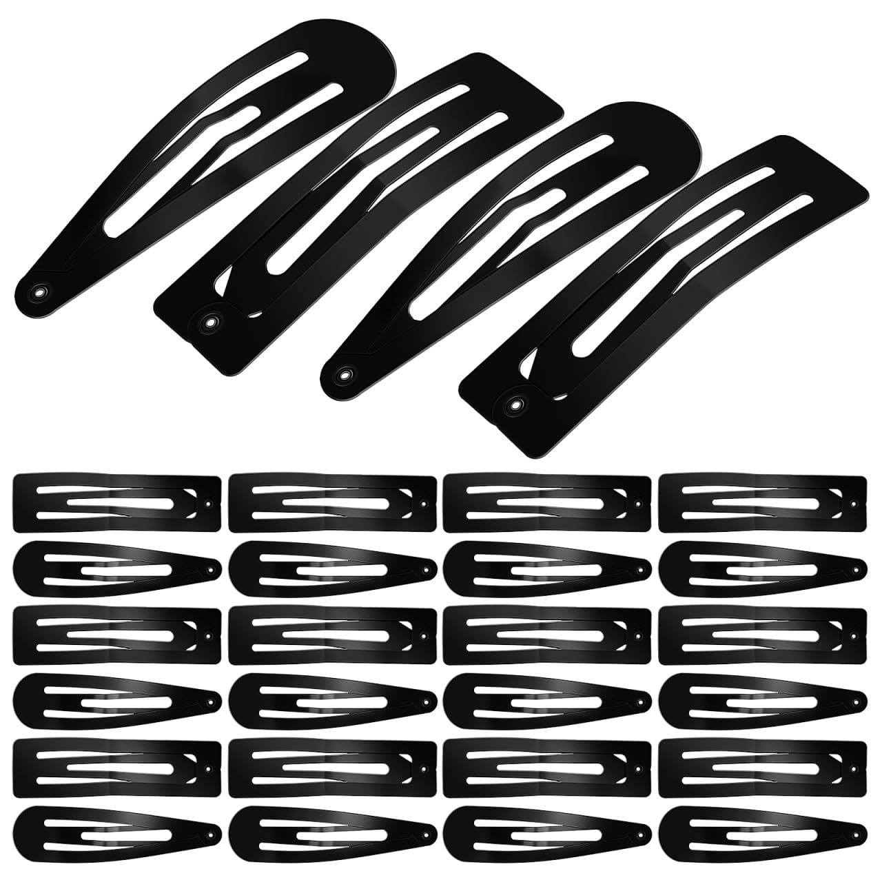 CALLARON Pinces à Cheveux Noires à Pression En Métal 30 Pièces Grand Format 8 Cm Multifonctionnelles Pour Femmes Usage Quotidien Et Coiffure