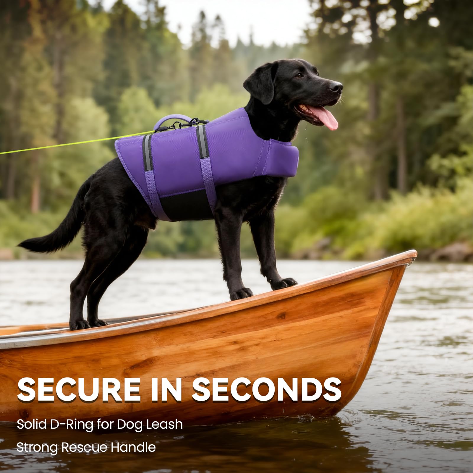 VIVAGLORY Rip Stop Gilet de Sauvetage pour Chien, Veste Flottante, Aide Natation Flottabilité, Sécurité Bateau, L, Violet