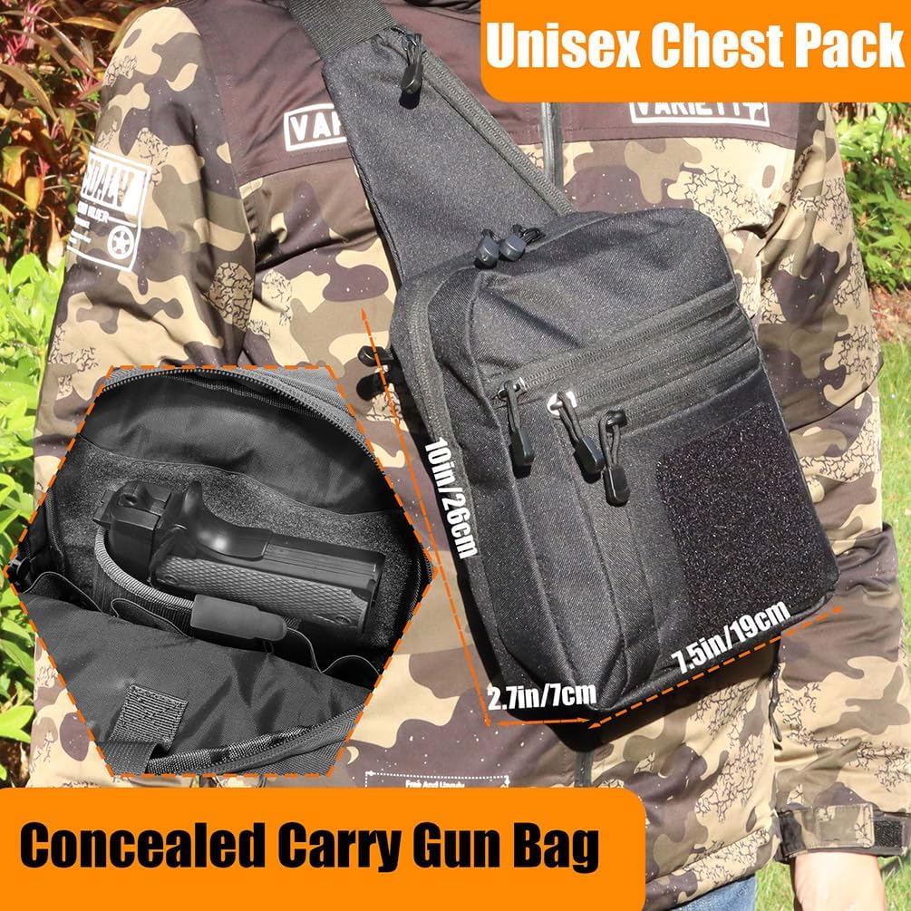 CCW Sling Bag for Men & Women, Concealed Carry Chest Gun Bag, EDC Shoulder Crossbody Bag with Holster of Pistol - Image 4