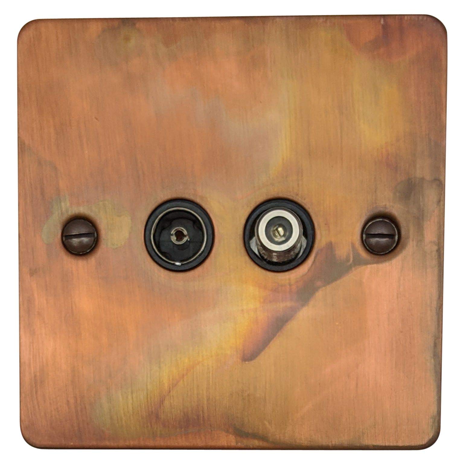 G&H FTC38B Flat Plate Tarnished Copper 1 Gang TV Coax & Satellite Socket Point